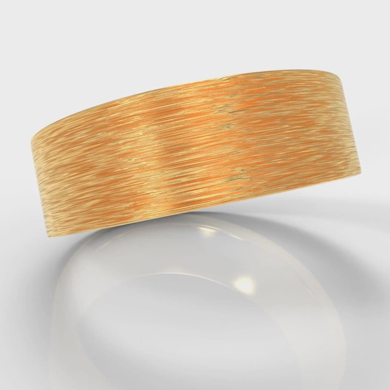 7mm Flat Top Comfort Fit Brushed Wedding Ring - Yellow Gold