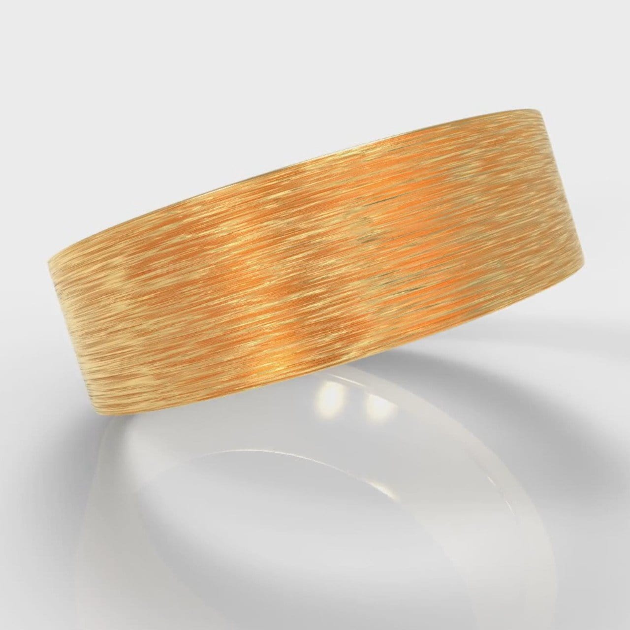 7mm Flat Top Comfort Fit Brushed Wedding Ring - Yellow Gold