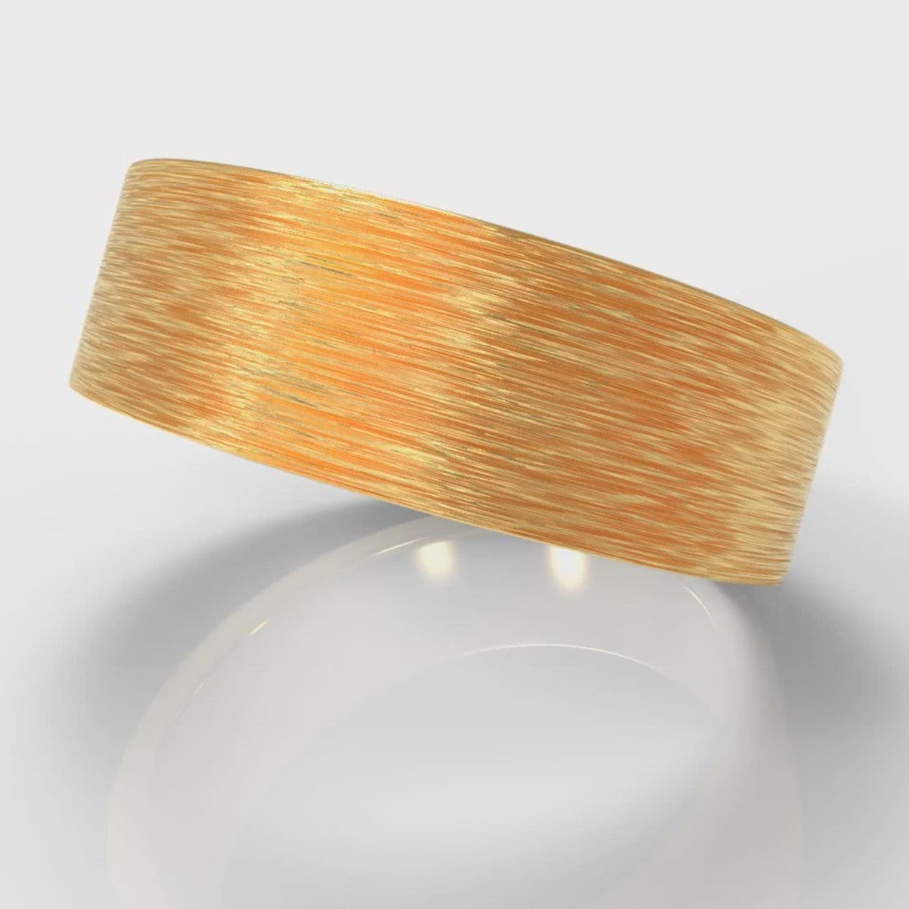 7mm Flat Top Comfort Fit Brushed Wedding Ring - Yellow Gold