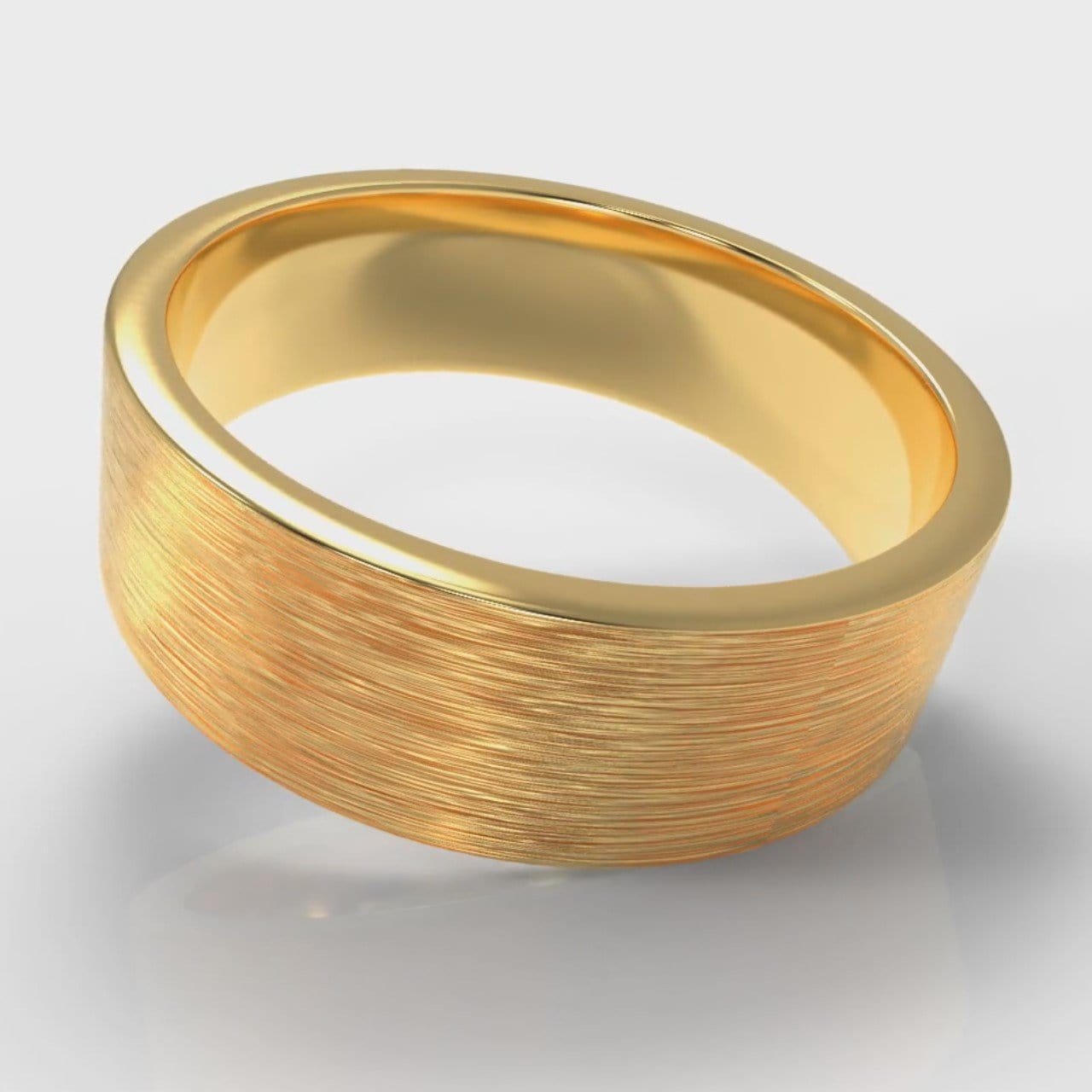 7mm Flat Top Comfort Fit Brushed Wedding Ring - Yellow Gold