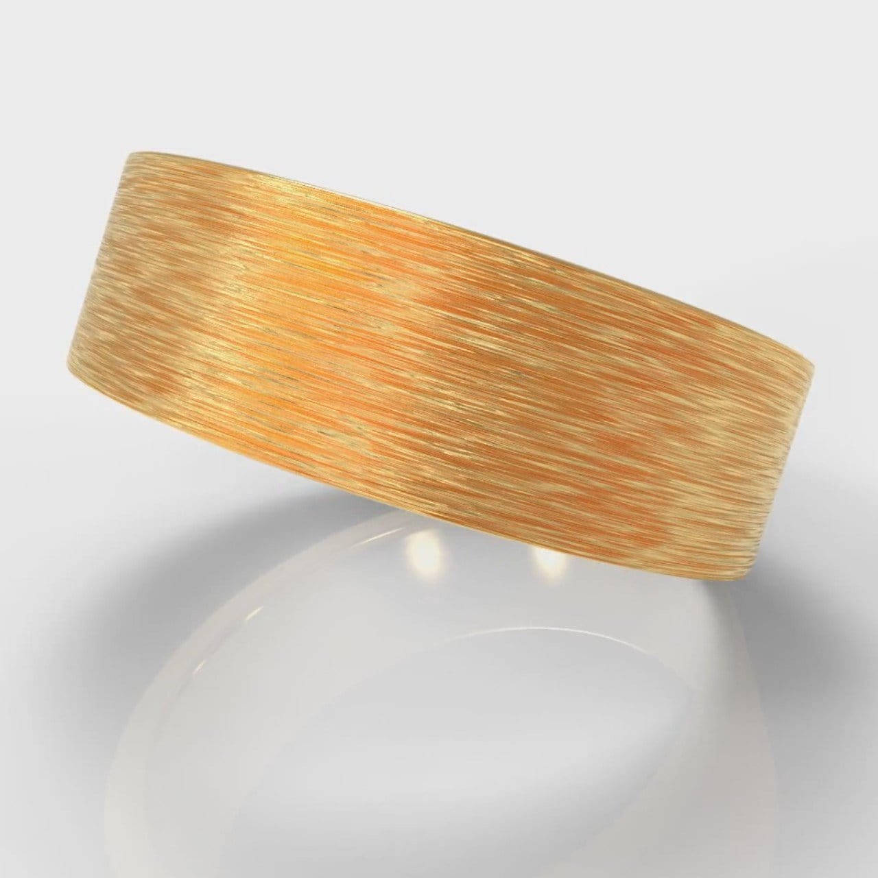 7mm Flat Top Comfort Fit Brushed Wedding Ring - Yellow Gold
