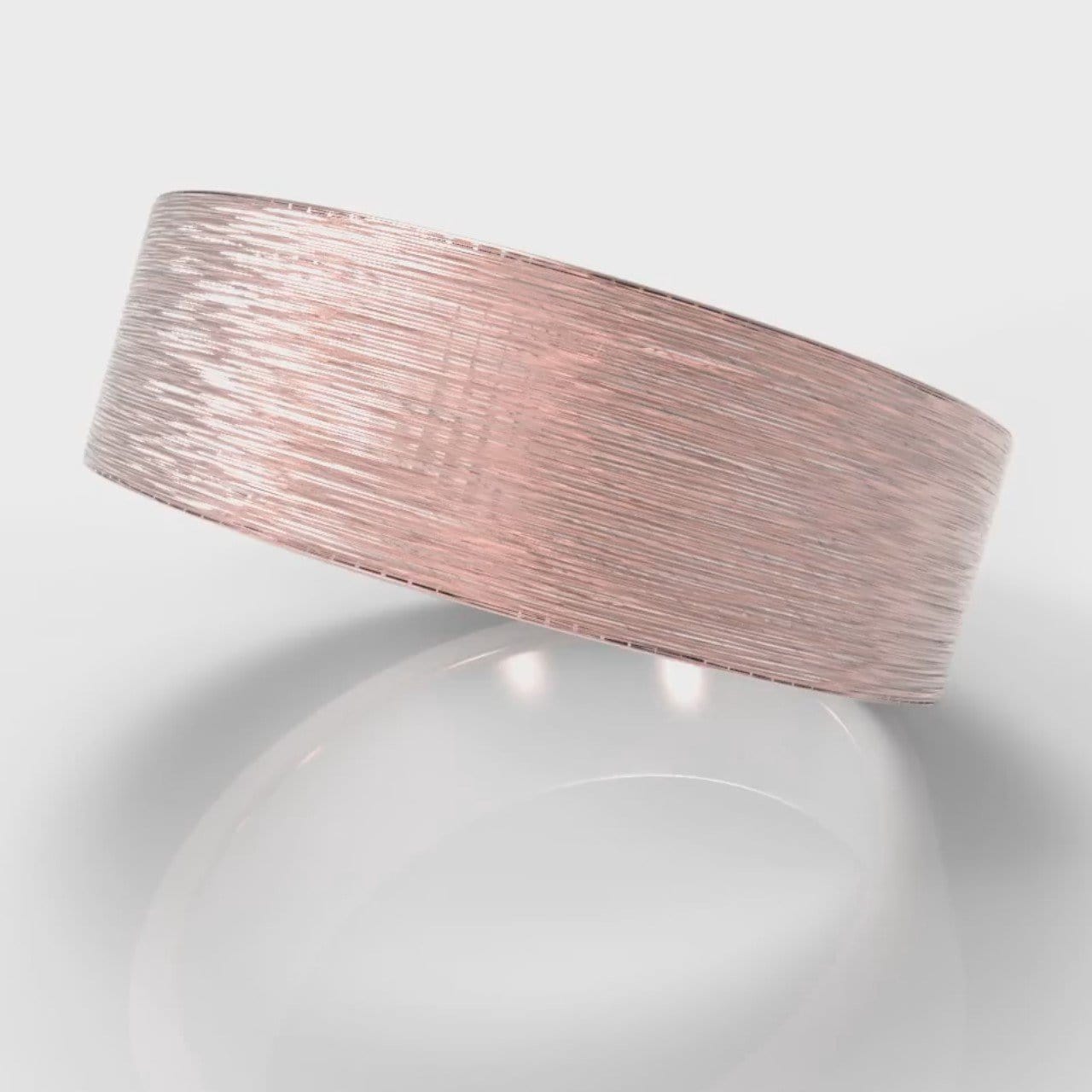 7mm Flat Top Comfort Fit Brushed Wedding Ring - Rose Gold