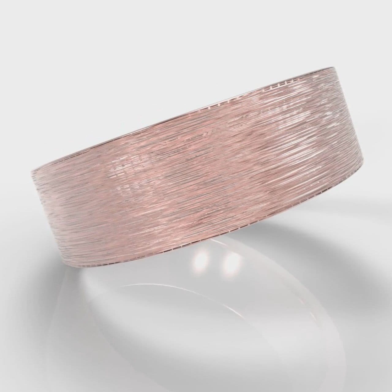 7mm Flat Top Comfort Fit Brushed Wedding Ring - Rose Gold