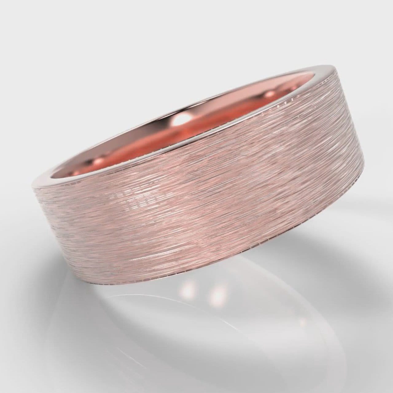 7mm Flat Top Comfort Fit Brushed Wedding Ring - Rose Gold
