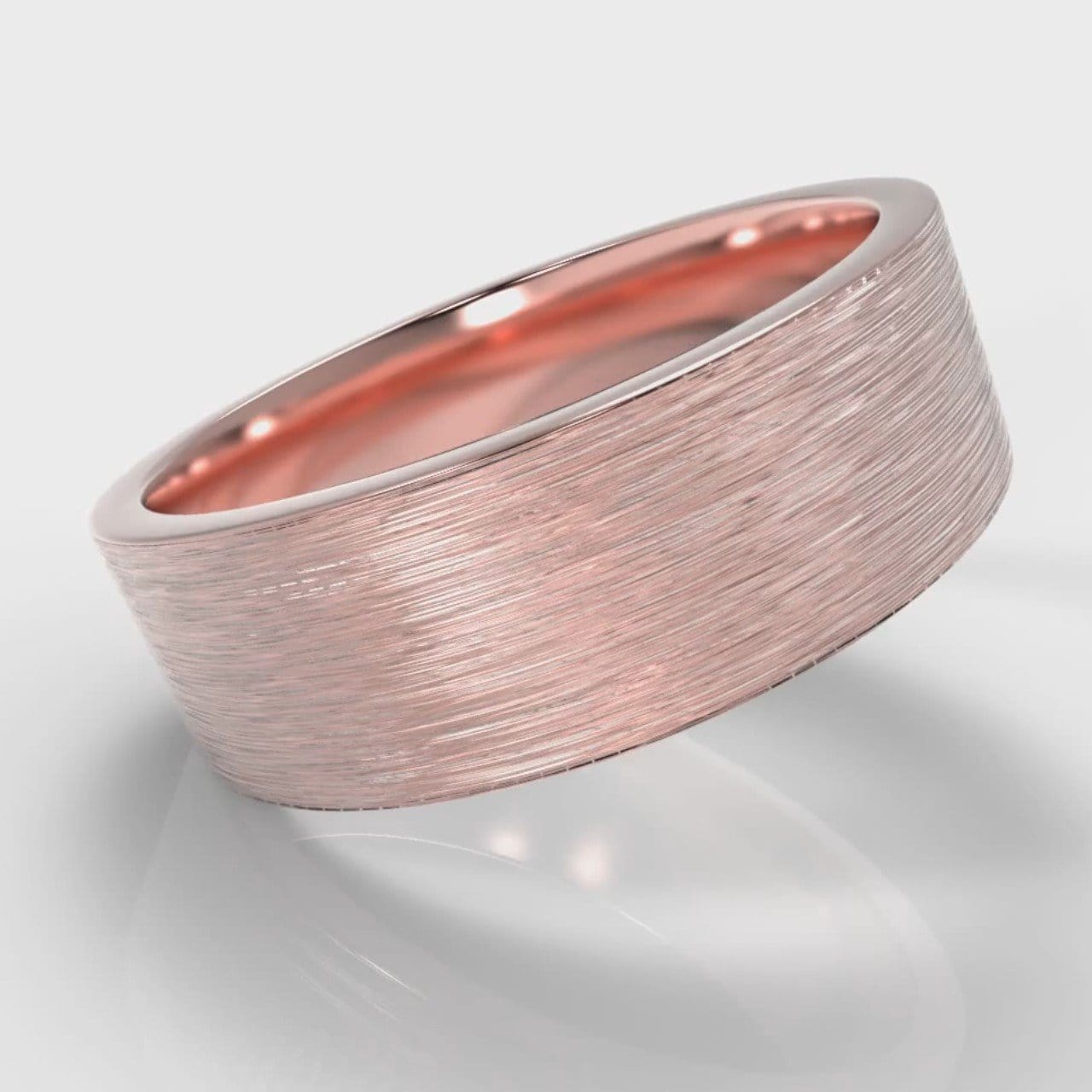 7mm Flat Top Comfort Fit Brushed Wedding Ring - Rose Gold