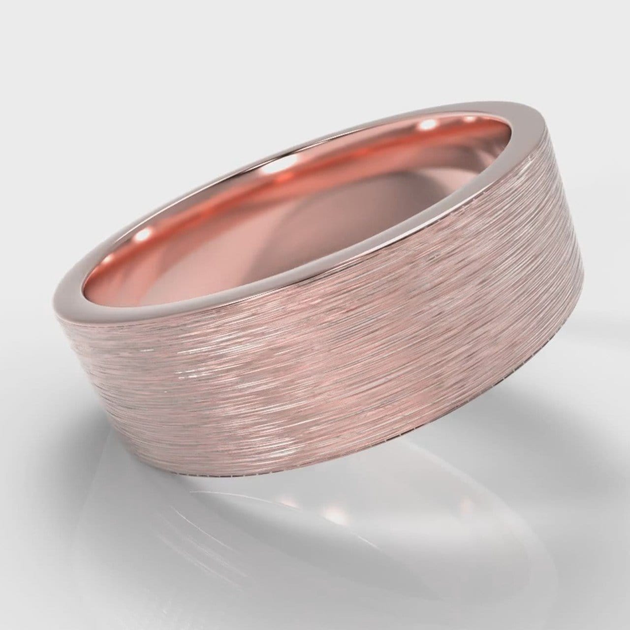 7mm Flat Top Comfort Fit Brushed Wedding Ring - Rose Gold