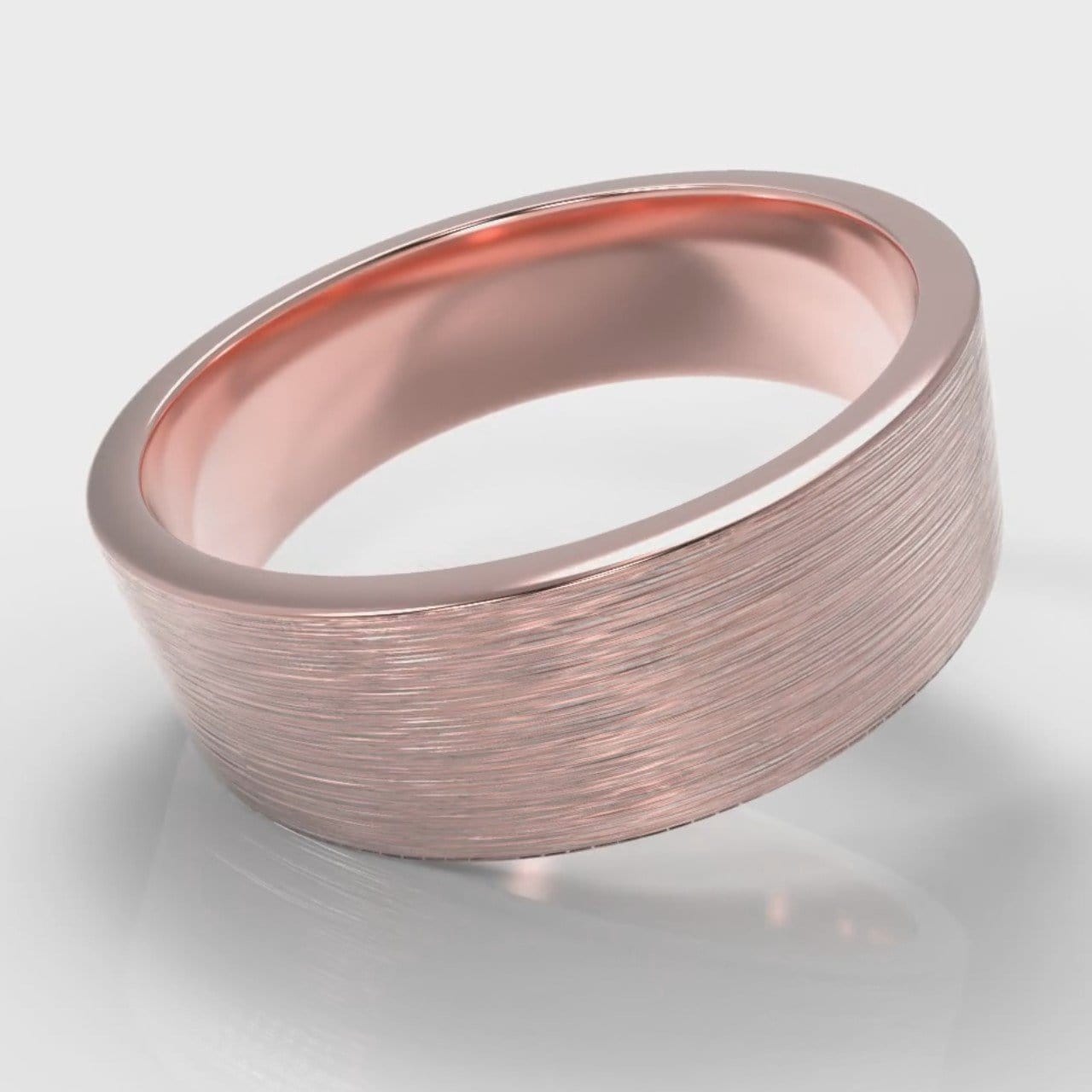 7mm Flat Top Comfort Fit Brushed Wedding Ring - Rose Gold