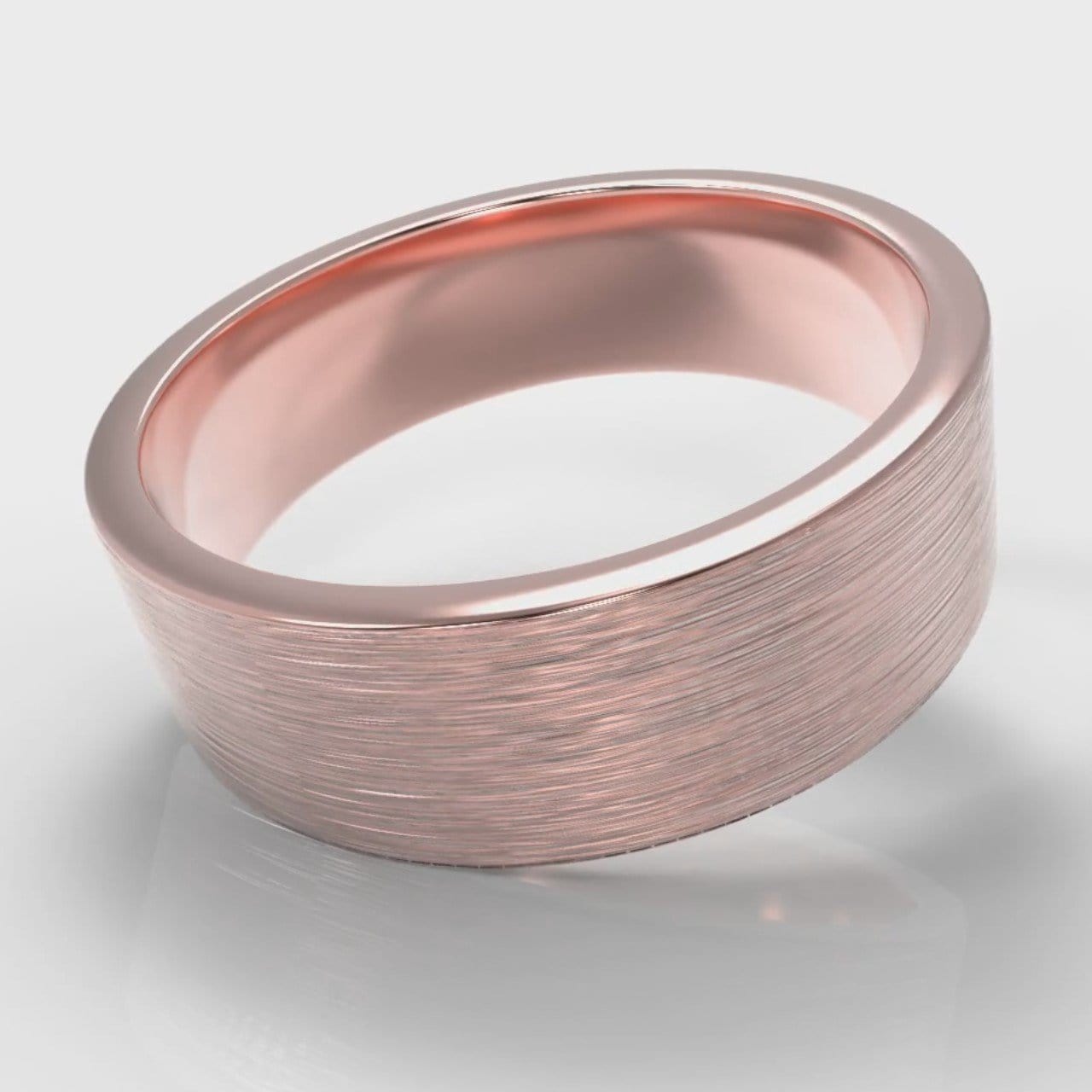 7mm Flat Top Comfort Fit Brushed Wedding Ring - Rose Gold