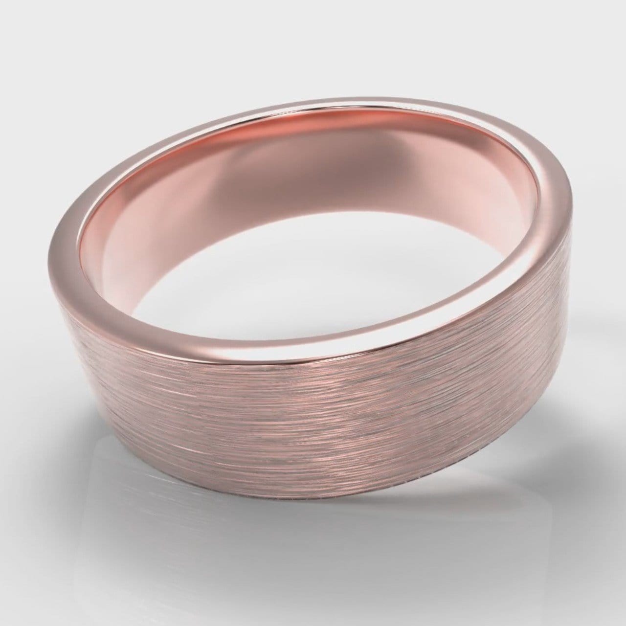 7mm Flat Top Comfort Fit Brushed Wedding Ring - Rose Gold