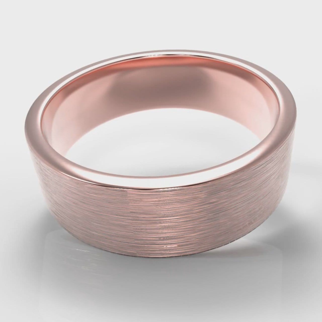 7mm Flat Top Comfort Fit Brushed Wedding Ring - Rose Gold