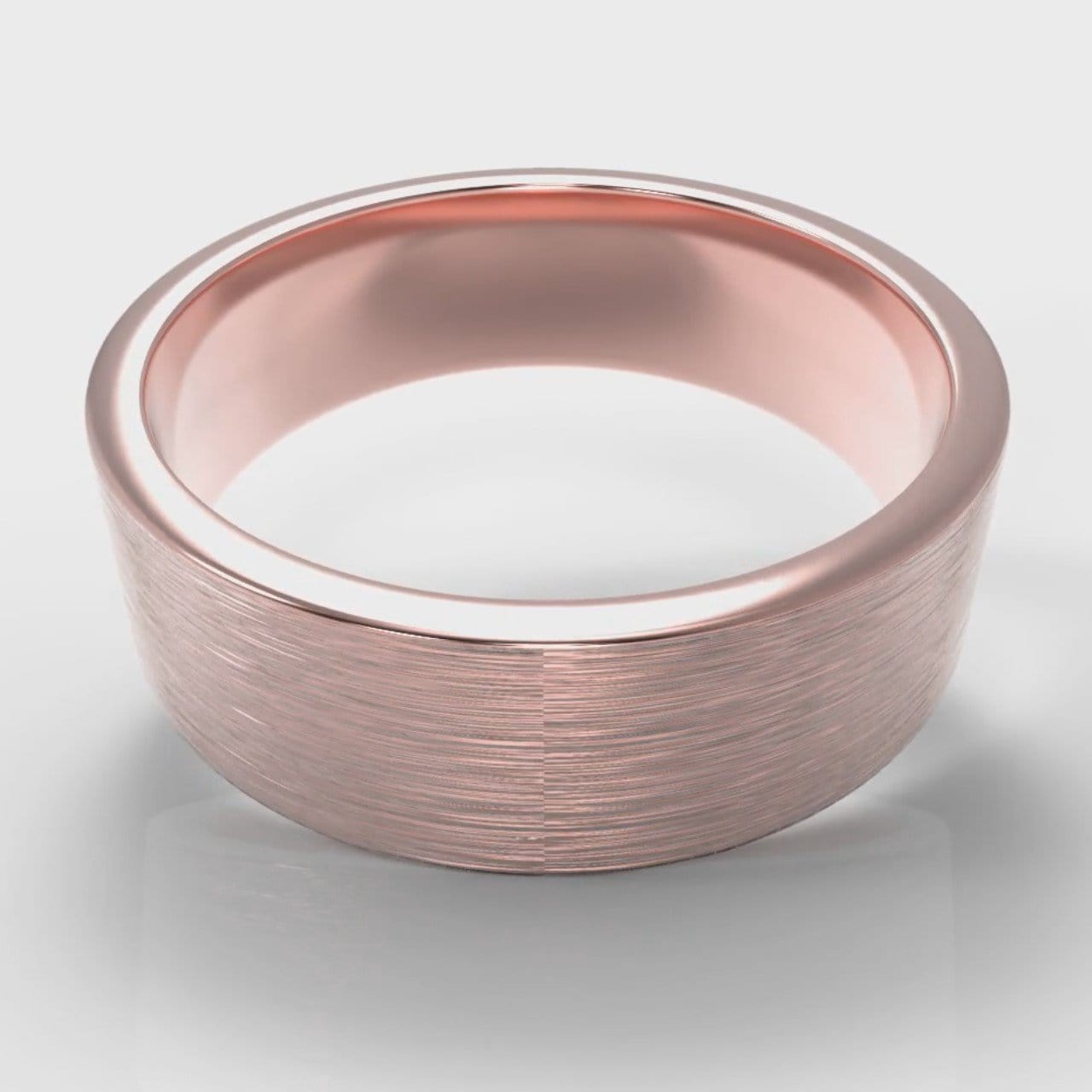 7mm Flat Top Comfort Fit Brushed Wedding Ring - Rose Gold