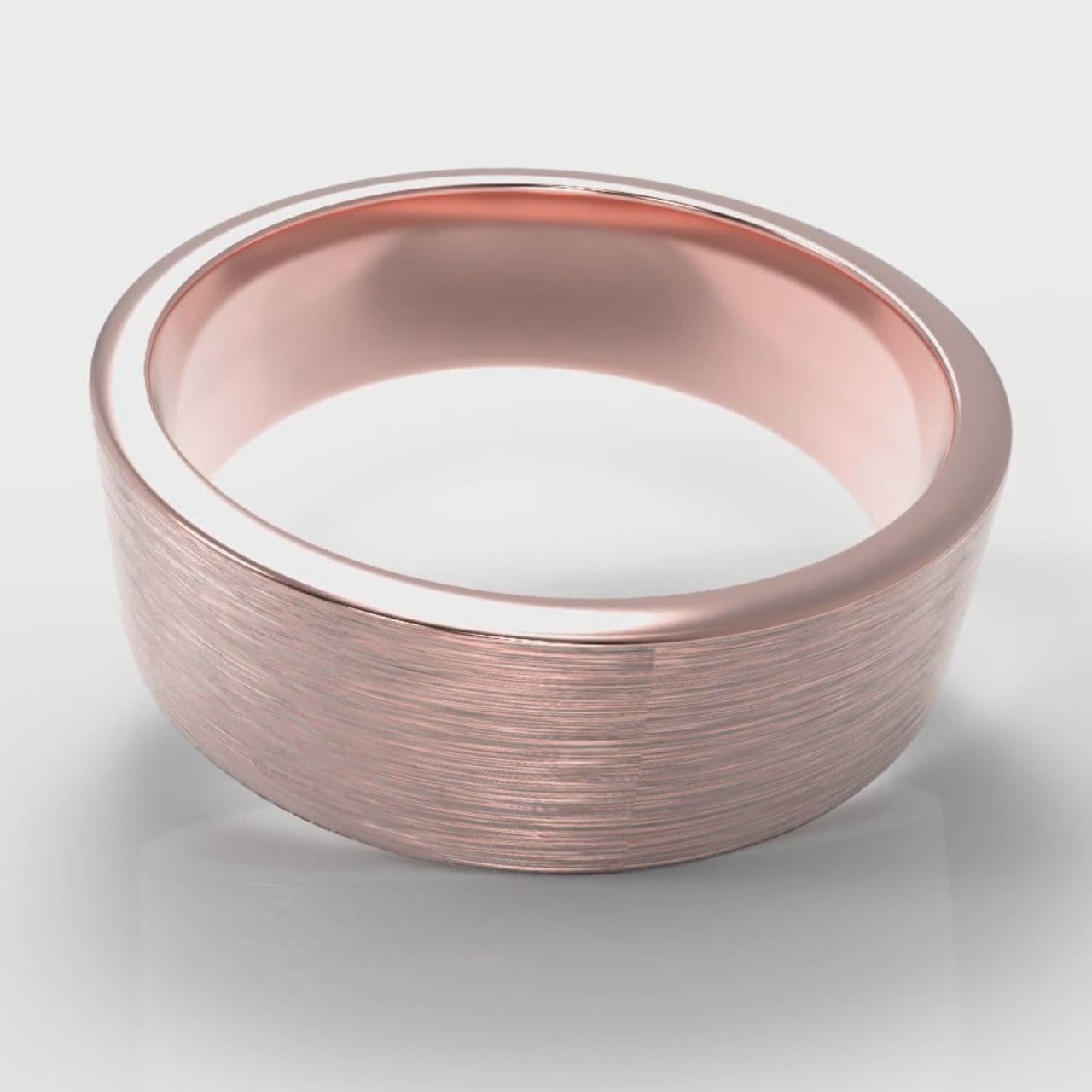 7mm Flat Top Comfort Fit Brushed Wedding Ring - Rose Gold