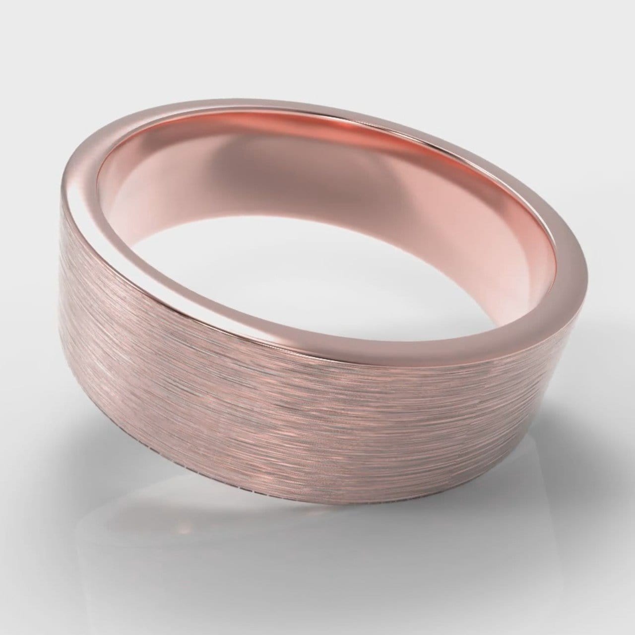 7mm Flat Top Comfort Fit Brushed Wedding Ring - Rose Gold