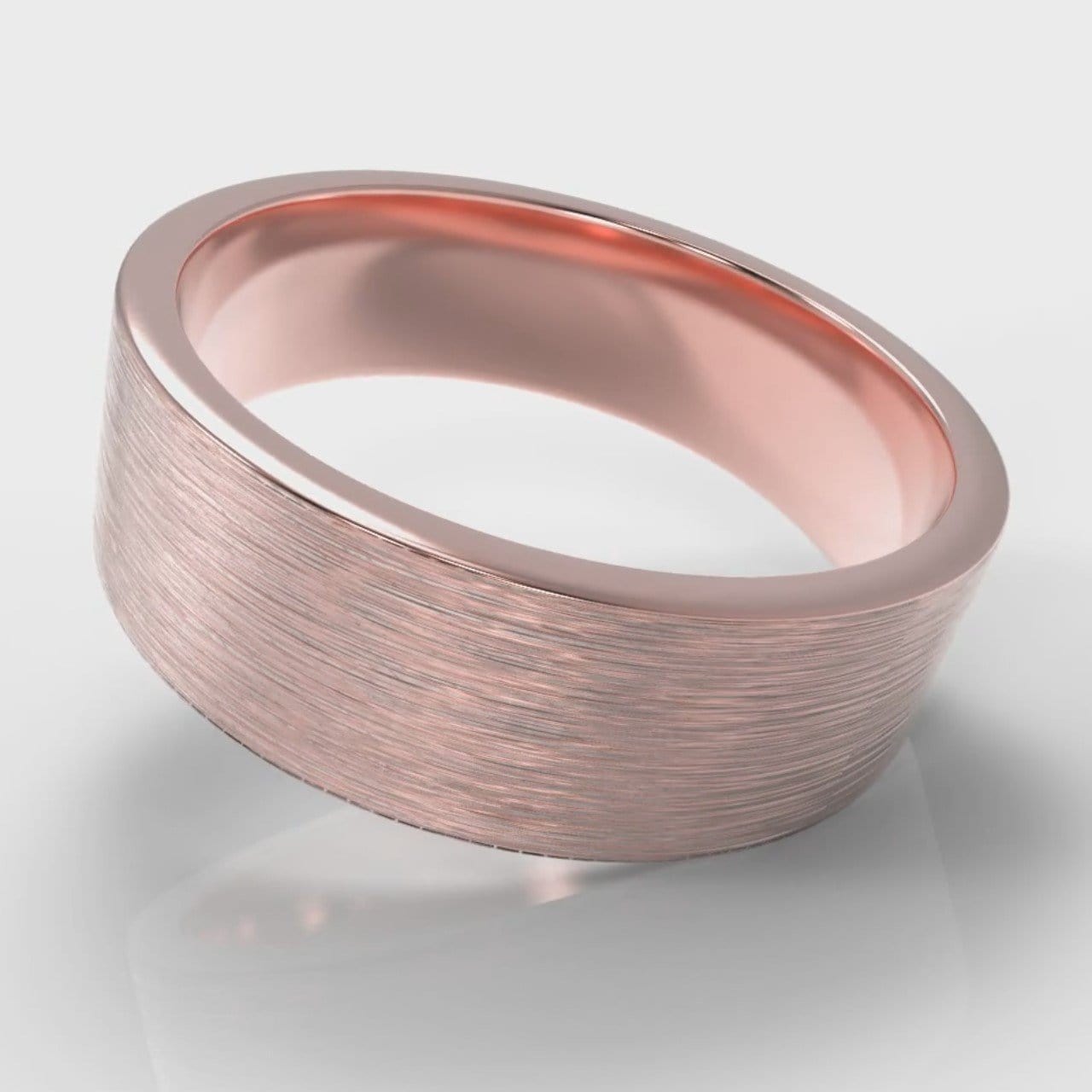 7mm Flat Top Comfort Fit Brushed Wedding Ring - Rose Gold