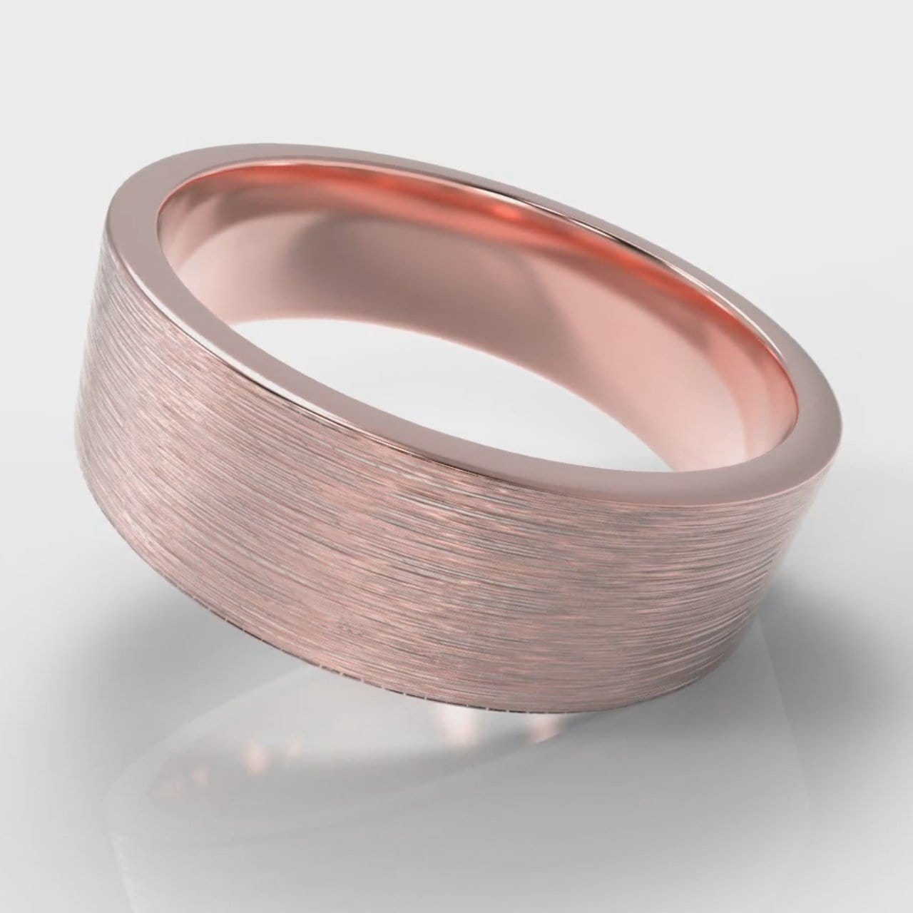 7mm Flat Top Comfort Fit Brushed Wedding Ring - Rose Gold
