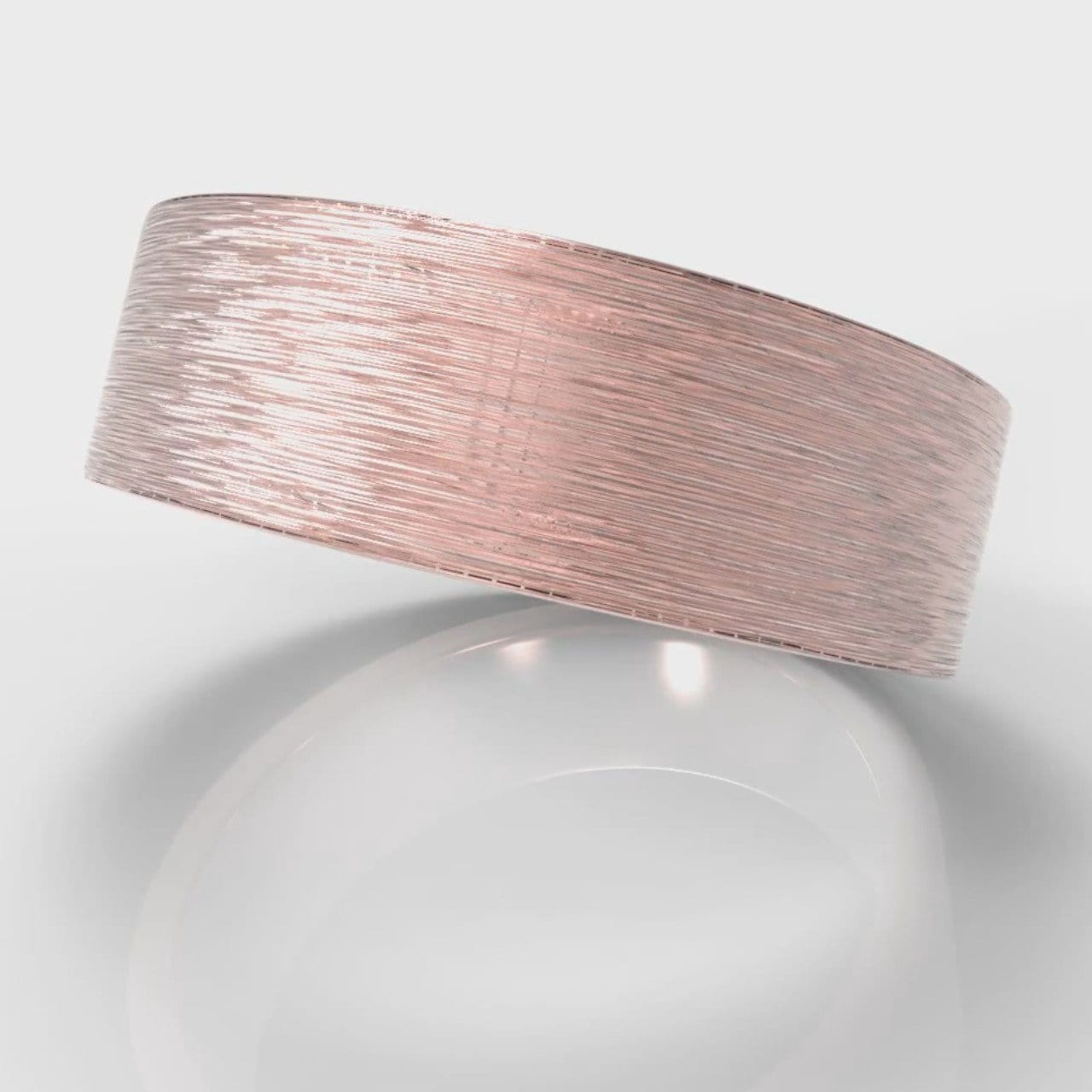 7mm Flat Top Comfort Fit Brushed Wedding Ring - Rose Gold