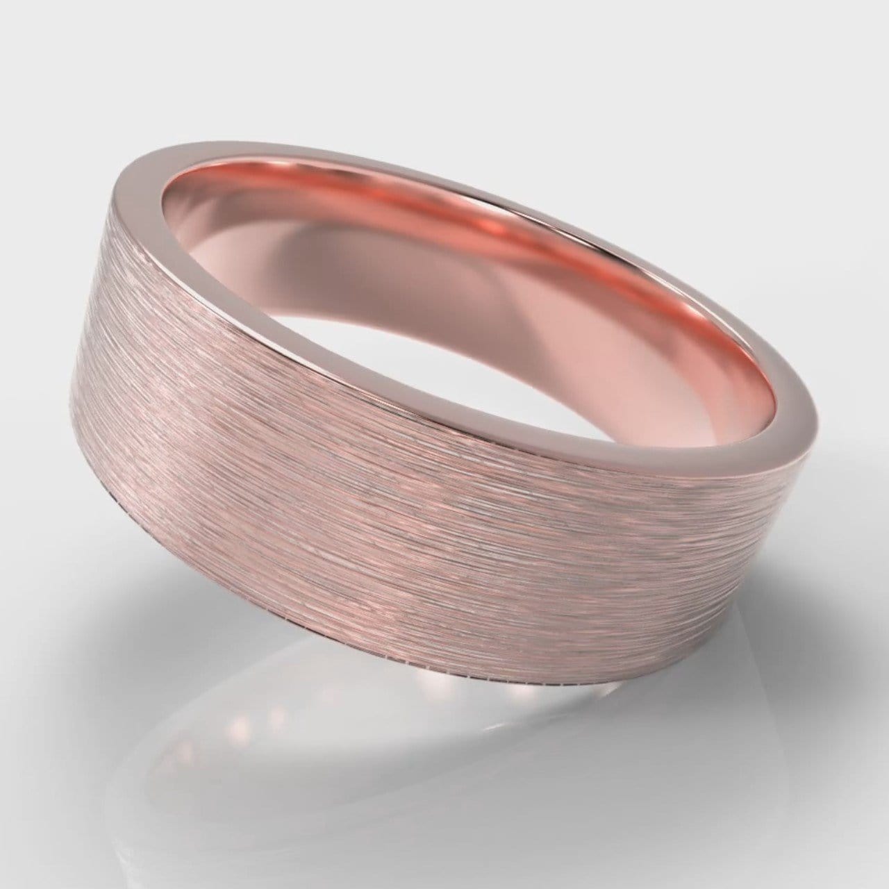 7mm Flat Top Comfort Fit Brushed Wedding Ring - Rose Gold