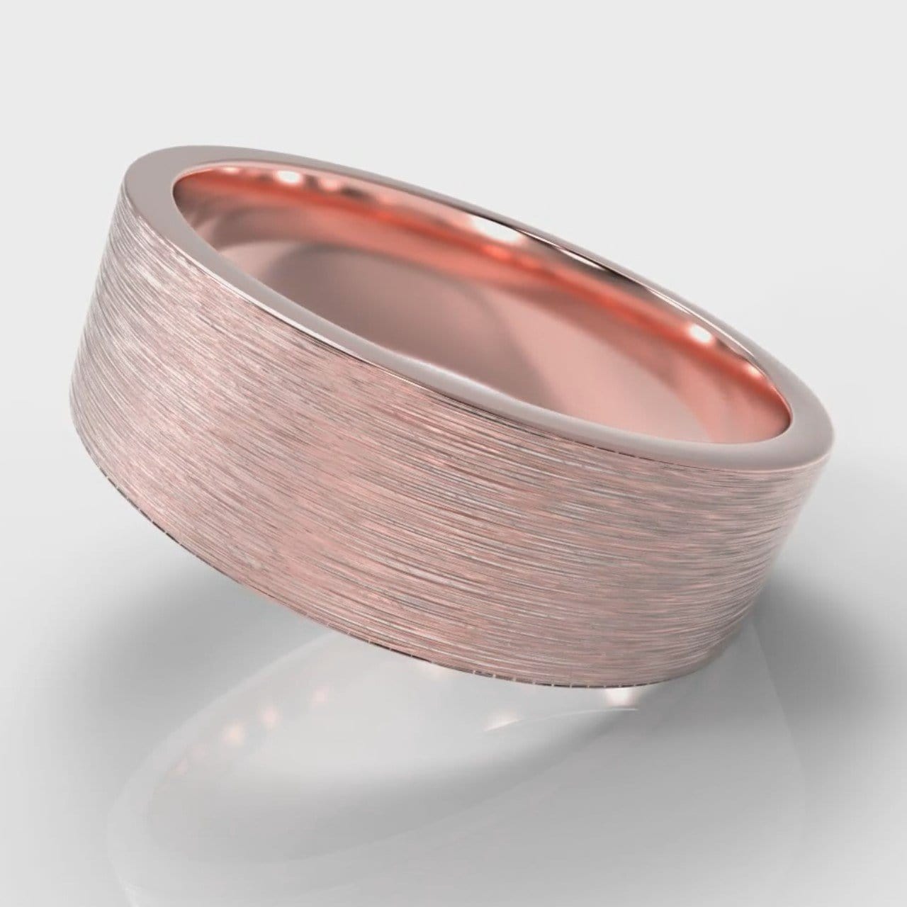 7mm Flat Top Comfort Fit Brushed Wedding Ring - Rose Gold