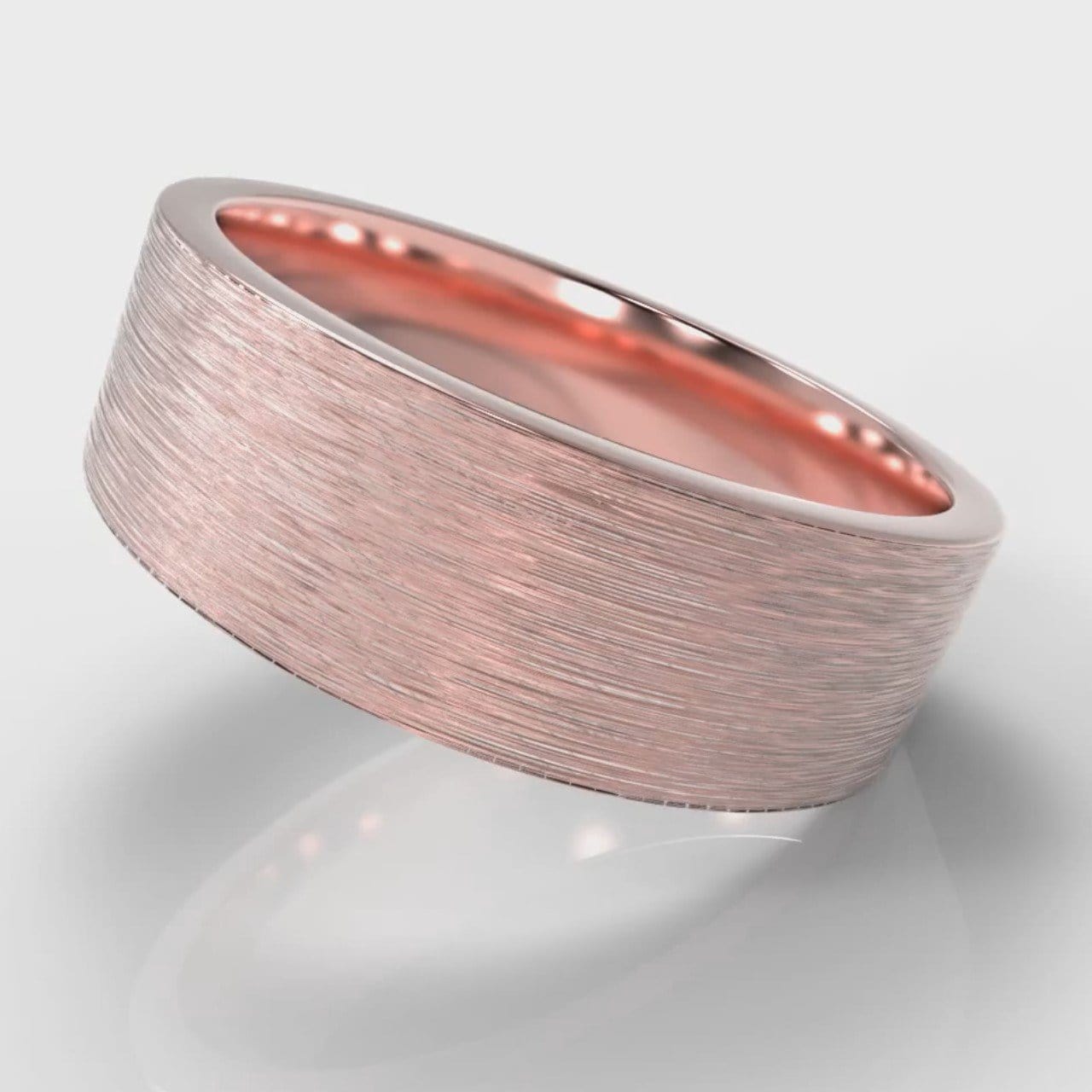 7mm Flat Top Comfort Fit Brushed Wedding Ring - Rose Gold