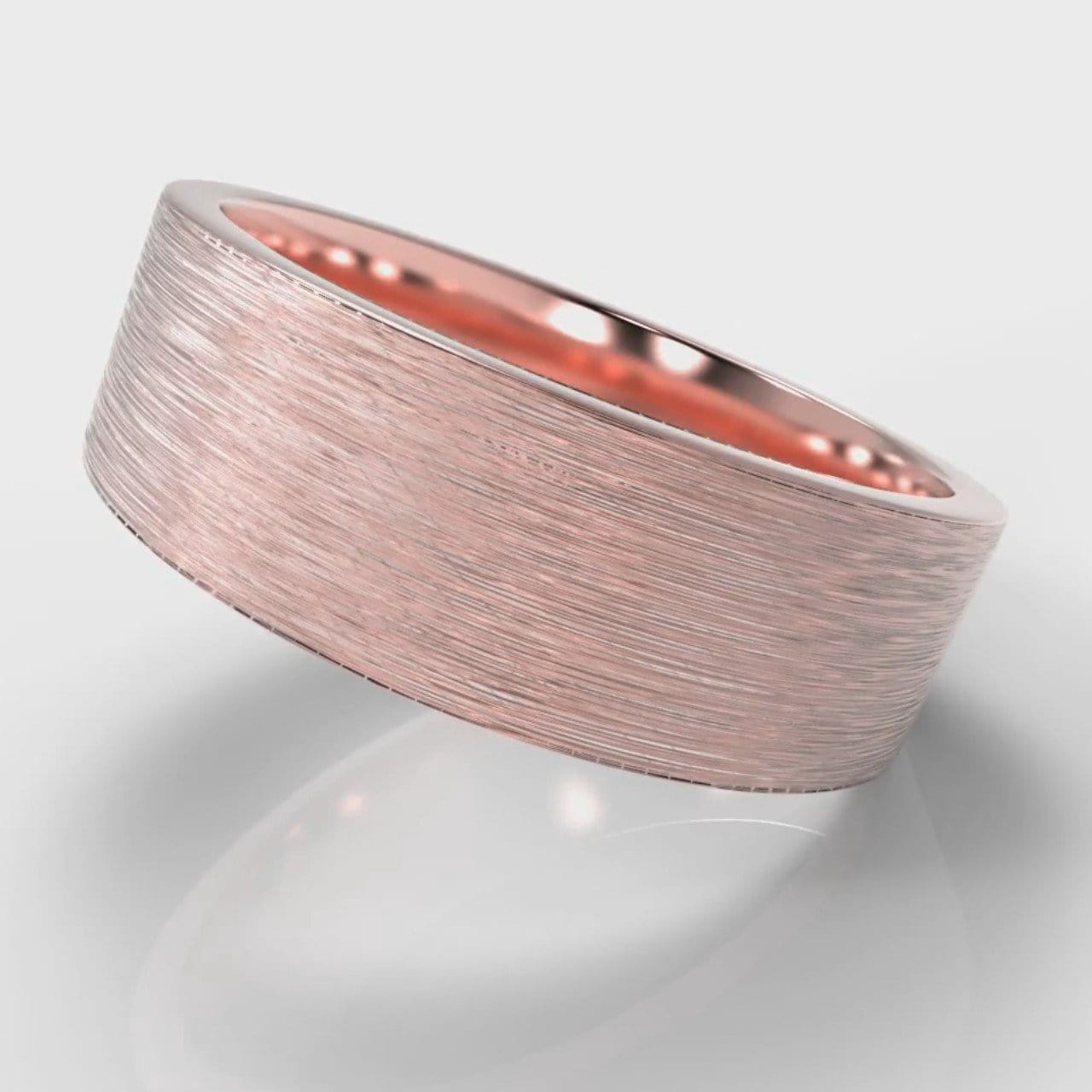 7mm Flat Top Comfort Fit Brushed Wedding Ring - Rose Gold