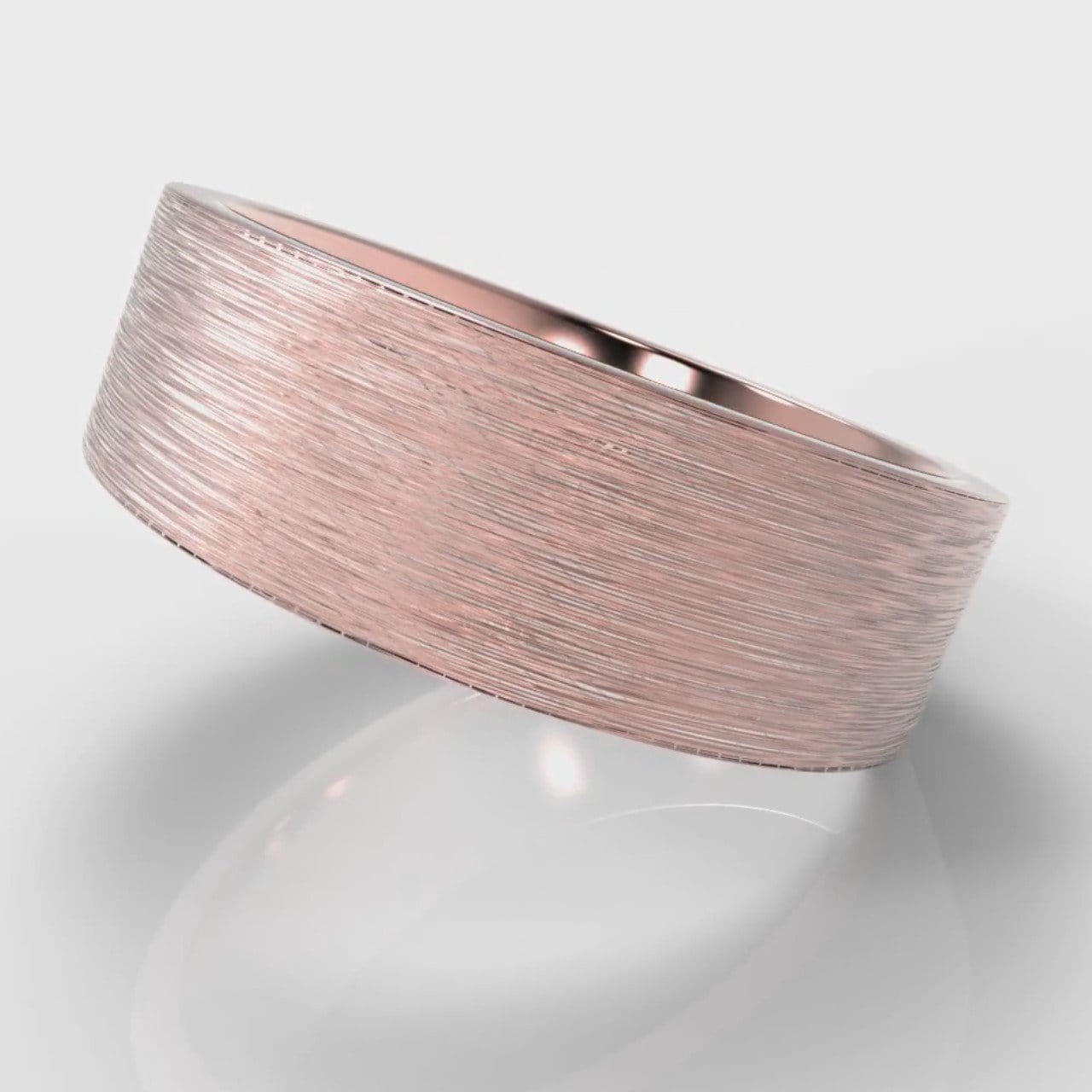 7mm Flat Top Comfort Fit Brushed Wedding Ring - Rose Gold
