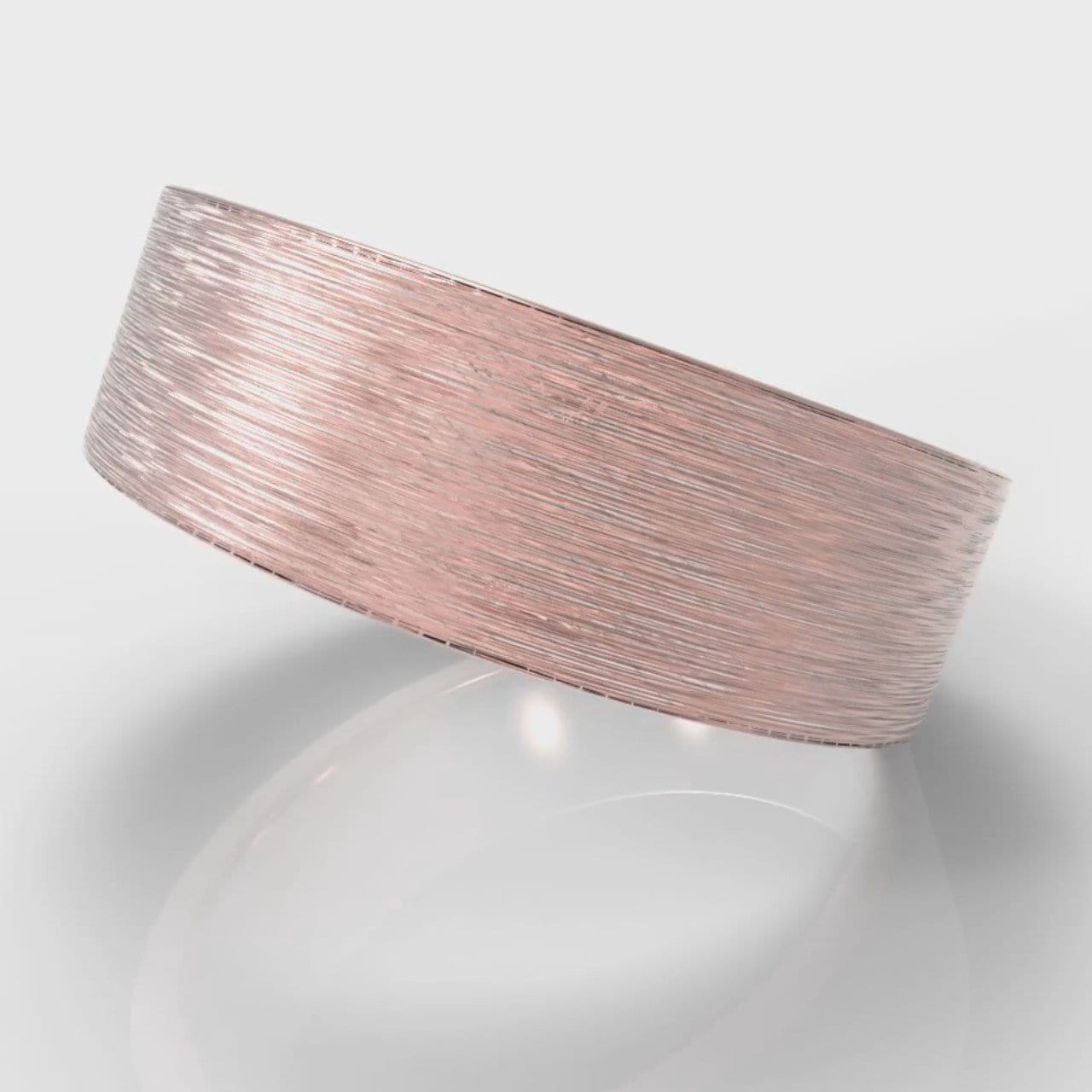 7mm Flat Top Comfort Fit Brushed Wedding Ring - Rose Gold