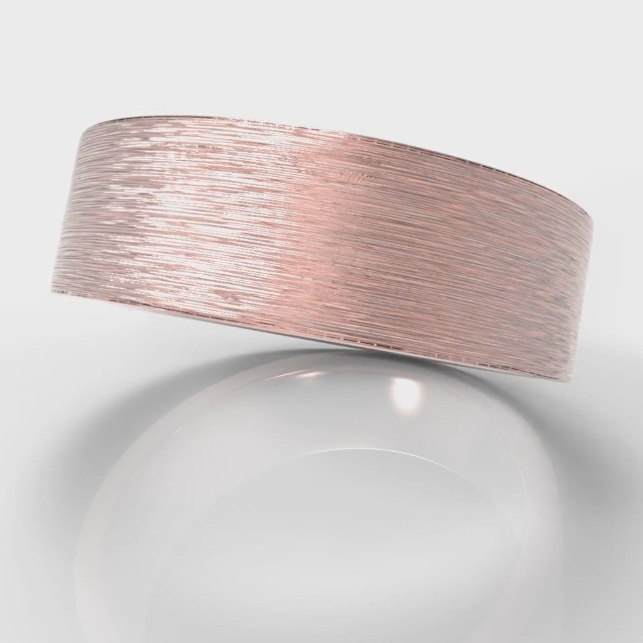 7mm Flat Top Comfort Fit Brushed Wedding Ring - Rose Gold