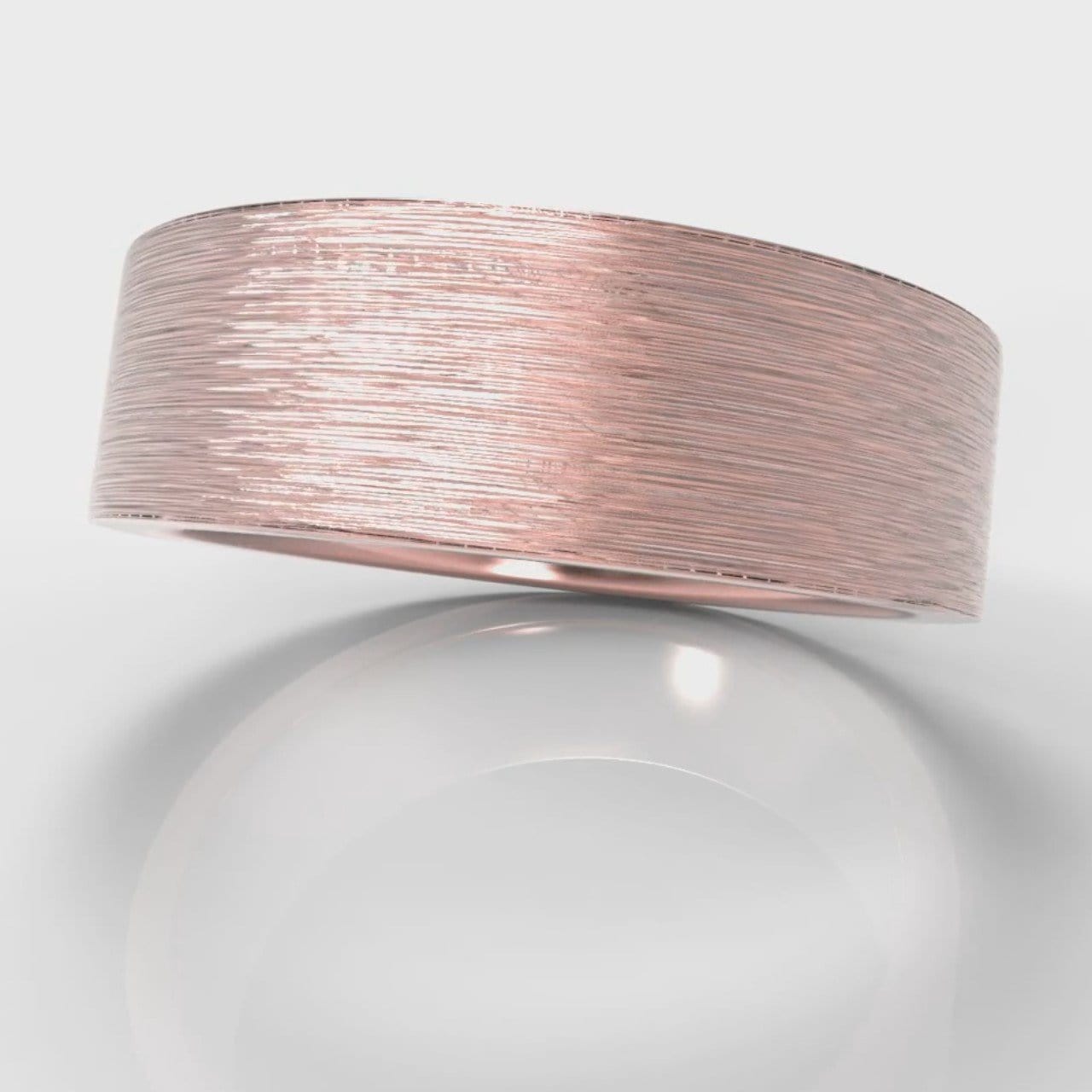 7mm Flat Top Comfort Fit Brushed Wedding Ring - Rose Gold
