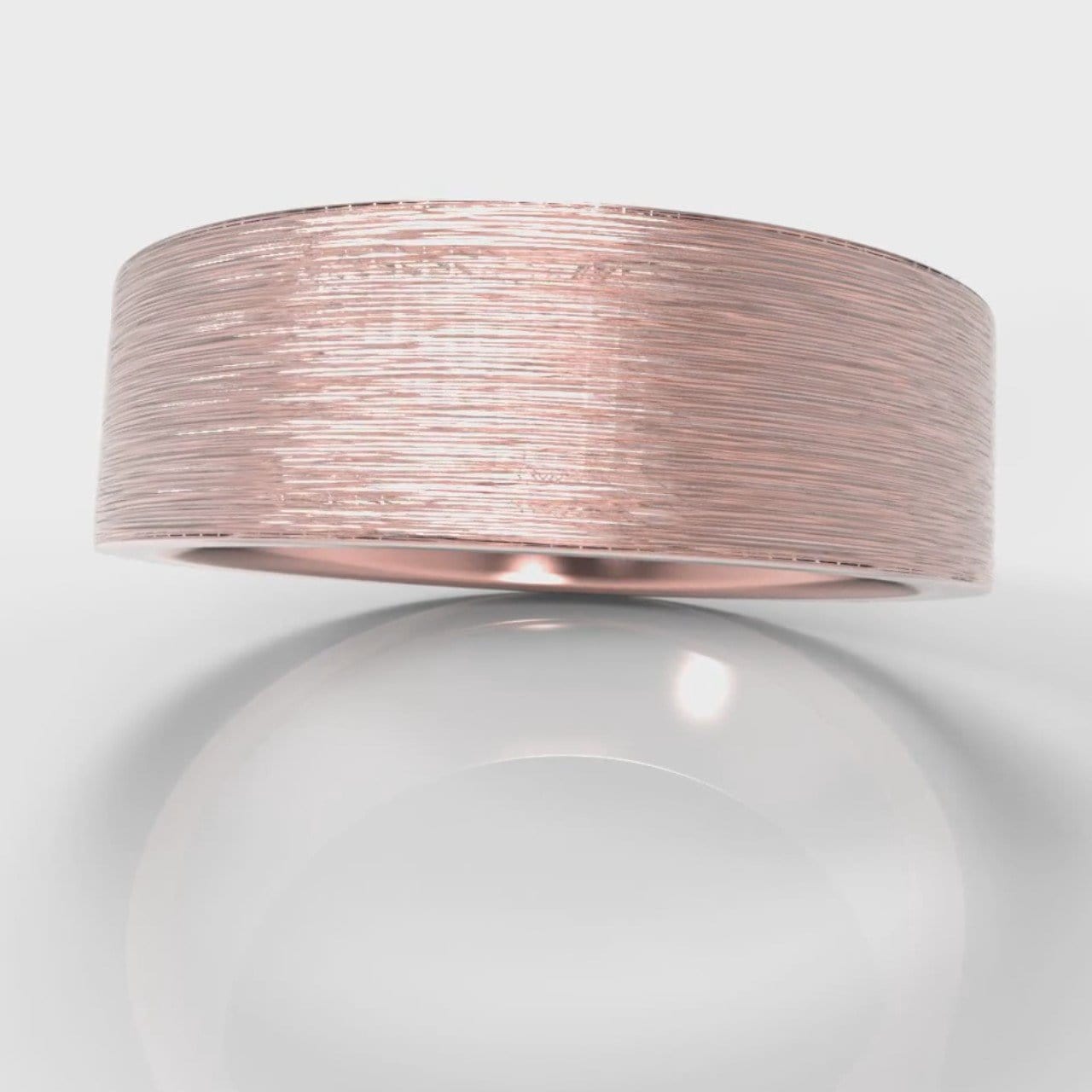 7mm Flat Top Comfort Fit Brushed Wedding Ring - Rose Gold