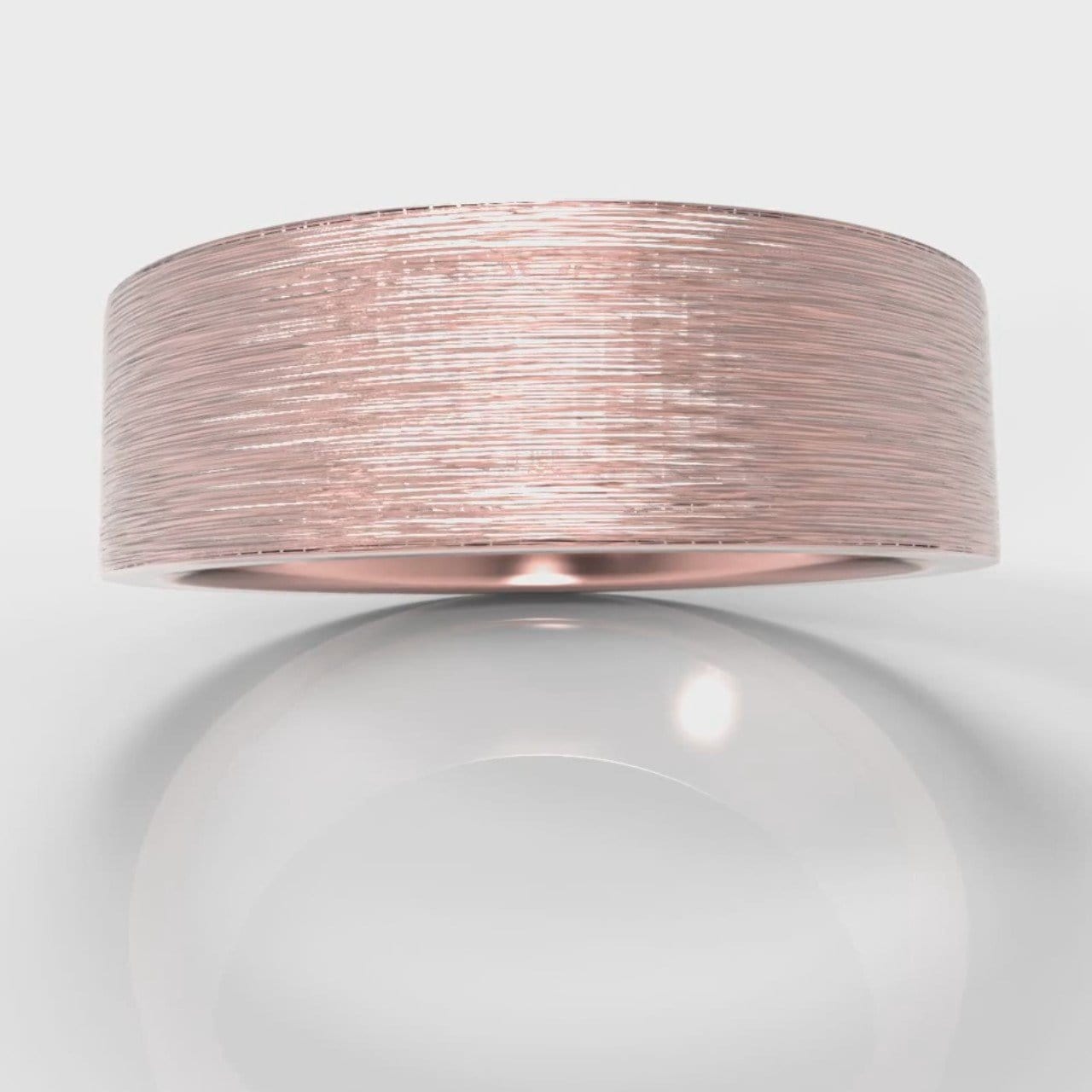 7mm Flat Top Comfort Fit Brushed Wedding Ring - Rose Gold