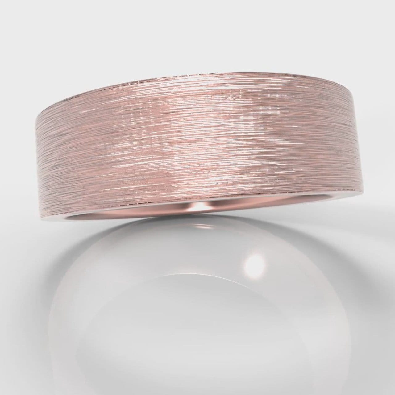 7mm Flat Top Comfort Fit Brushed Wedding Ring - Rose Gold
