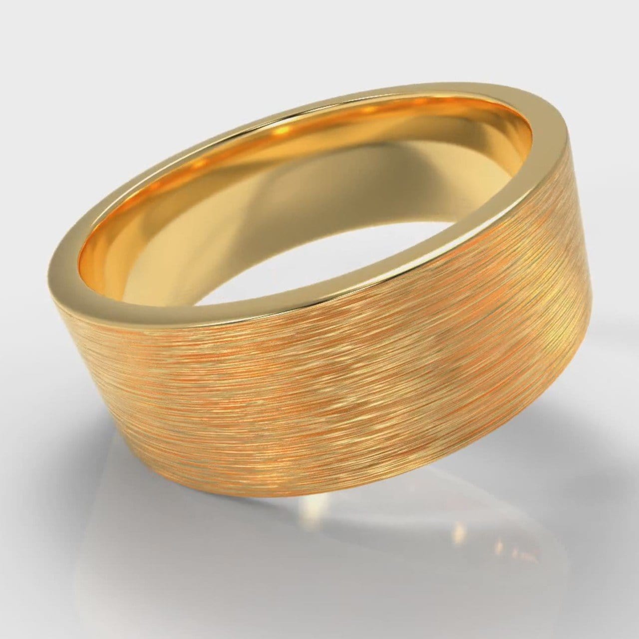 8mm Flat Top Comfort Fit Brushed Wedding Ring - Yellow Gold