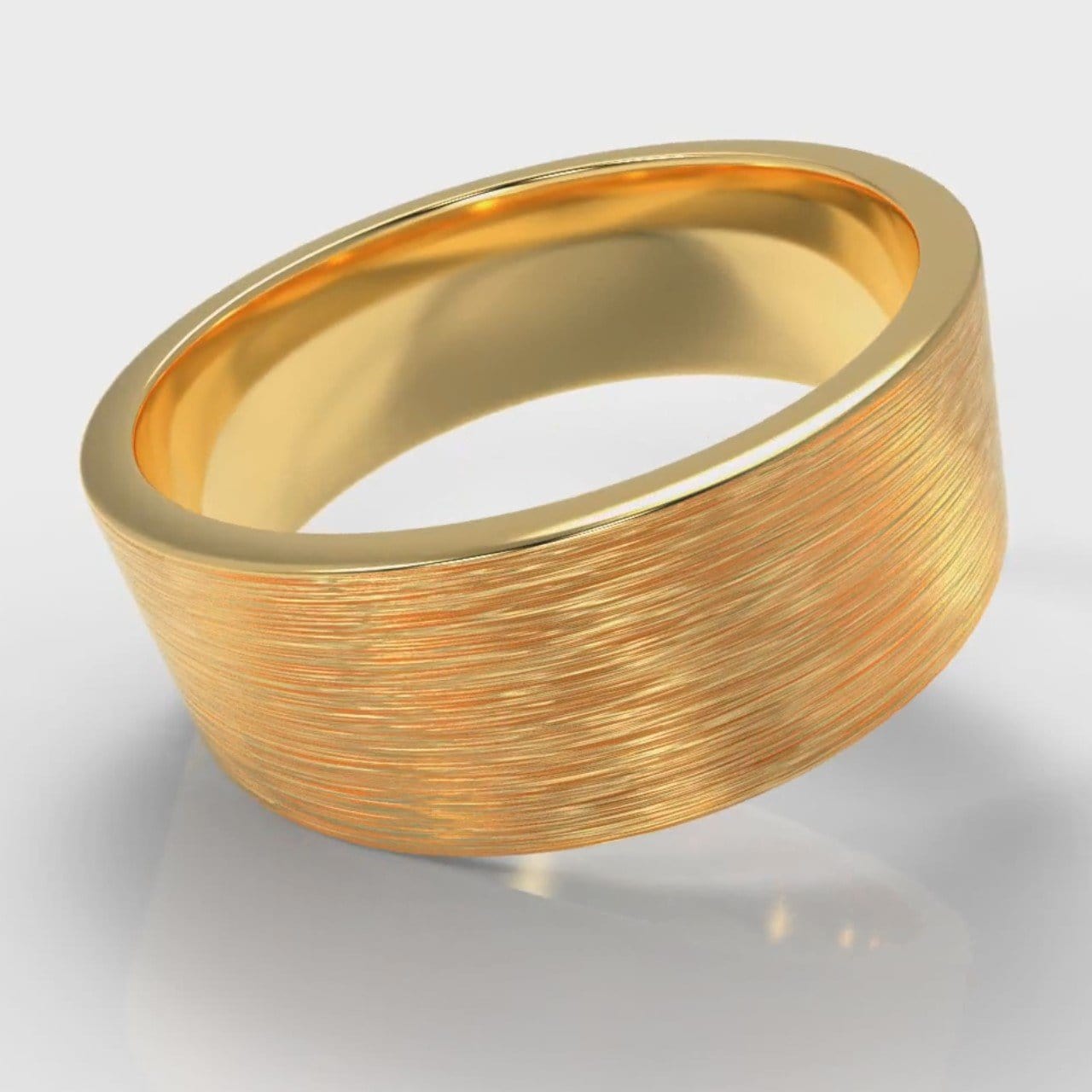 8mm Flat Top Comfort Fit Brushed Wedding Ring - Yellow Gold