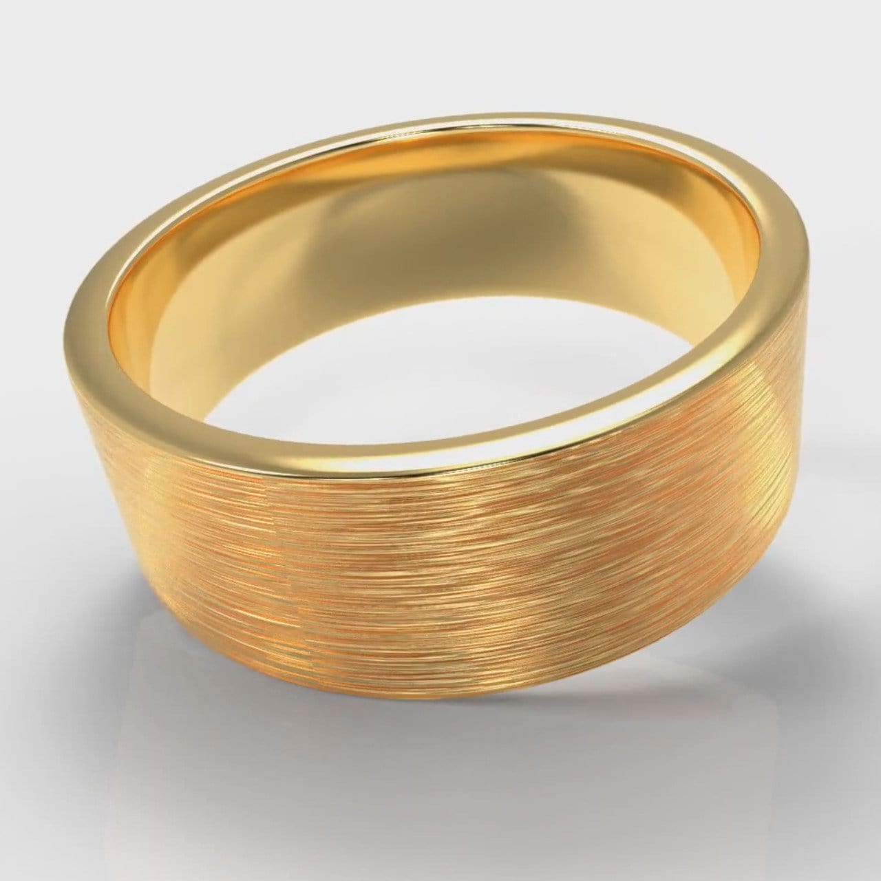 8mm Flat Top Comfort Fit Brushed Wedding Ring - Yellow Gold