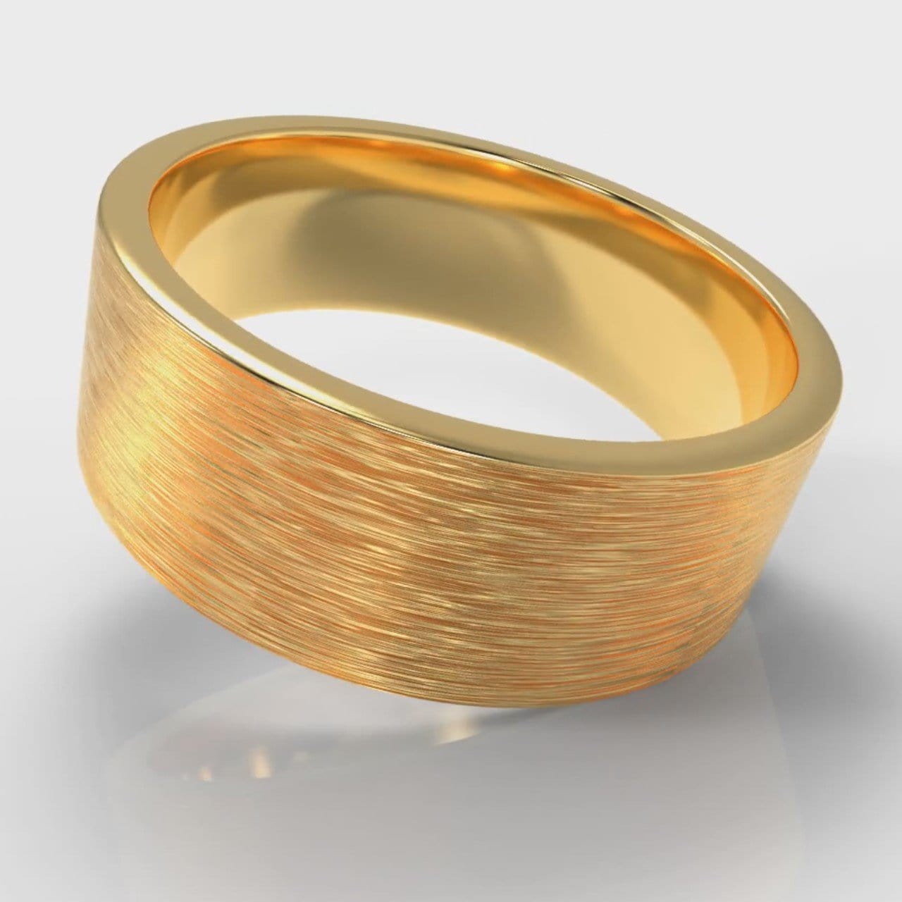 8mm Flat Top Comfort Fit Brushed Wedding Ring - Yellow Gold