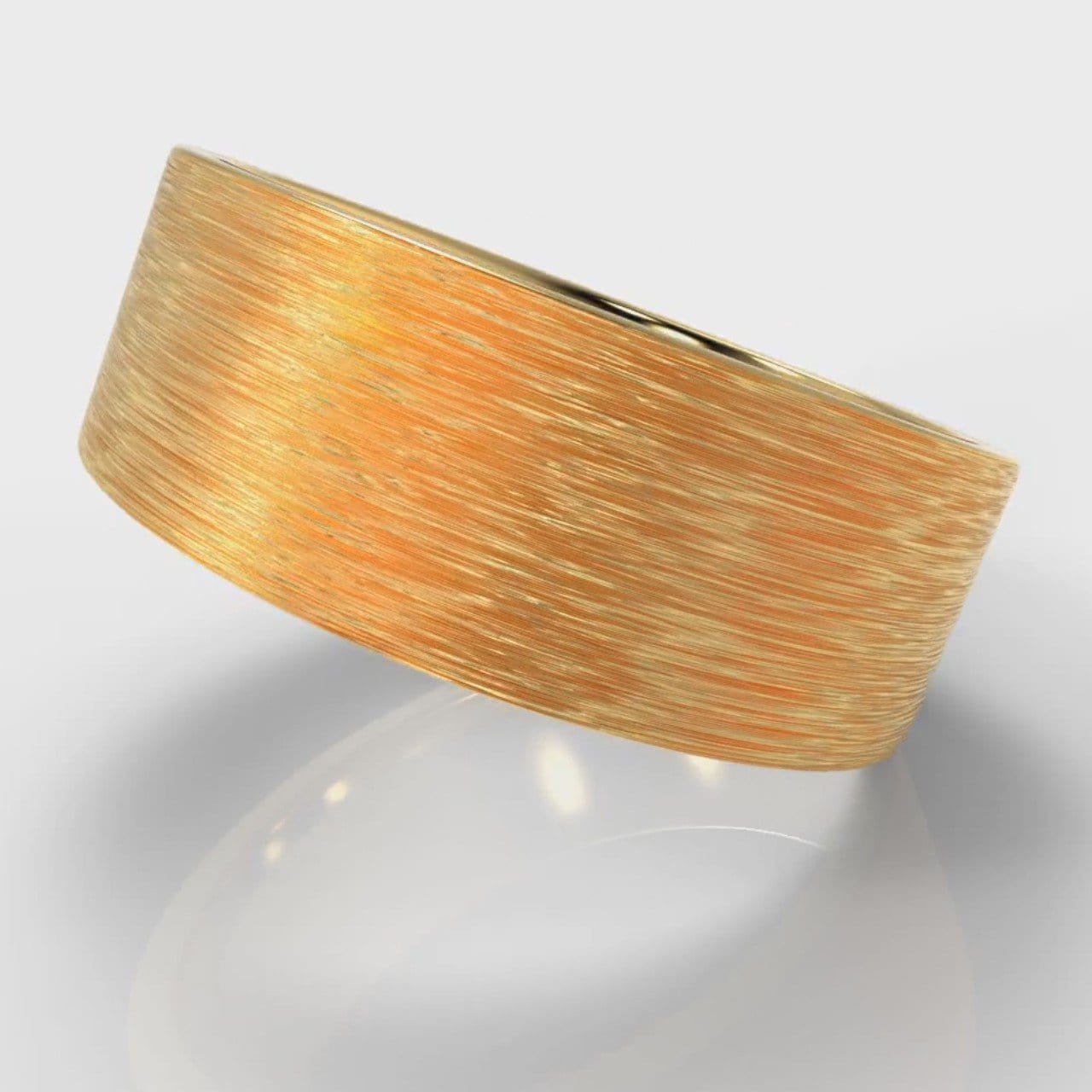 8mm Flat Top Comfort Fit Brushed Wedding Ring - Yellow Gold