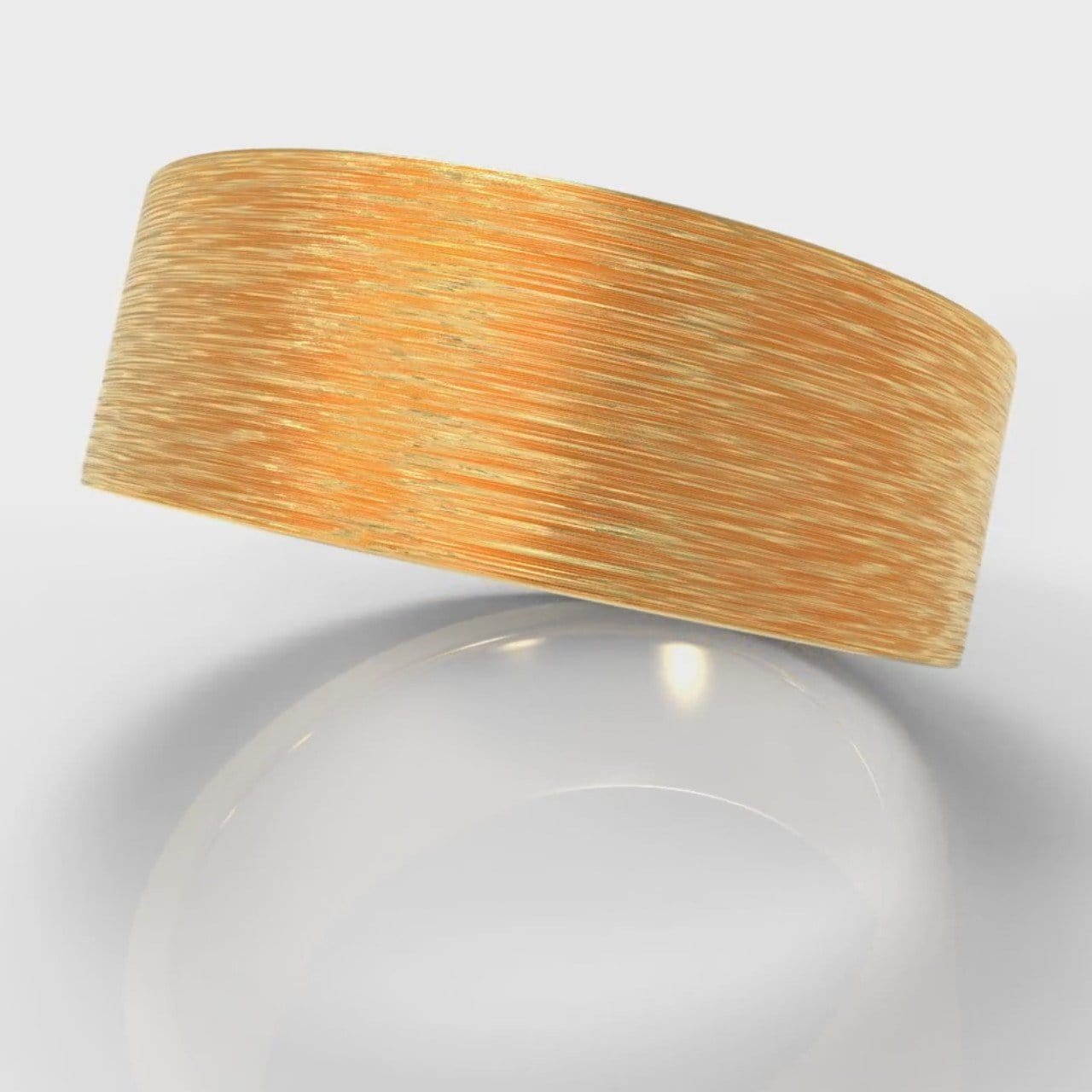 8mm Flat Top Comfort Fit Brushed Wedding Ring - Yellow Gold