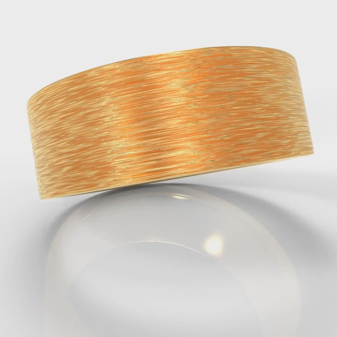 8mm Flat Top Comfort Fit Brushed Wedding Ring - Yellow Gold