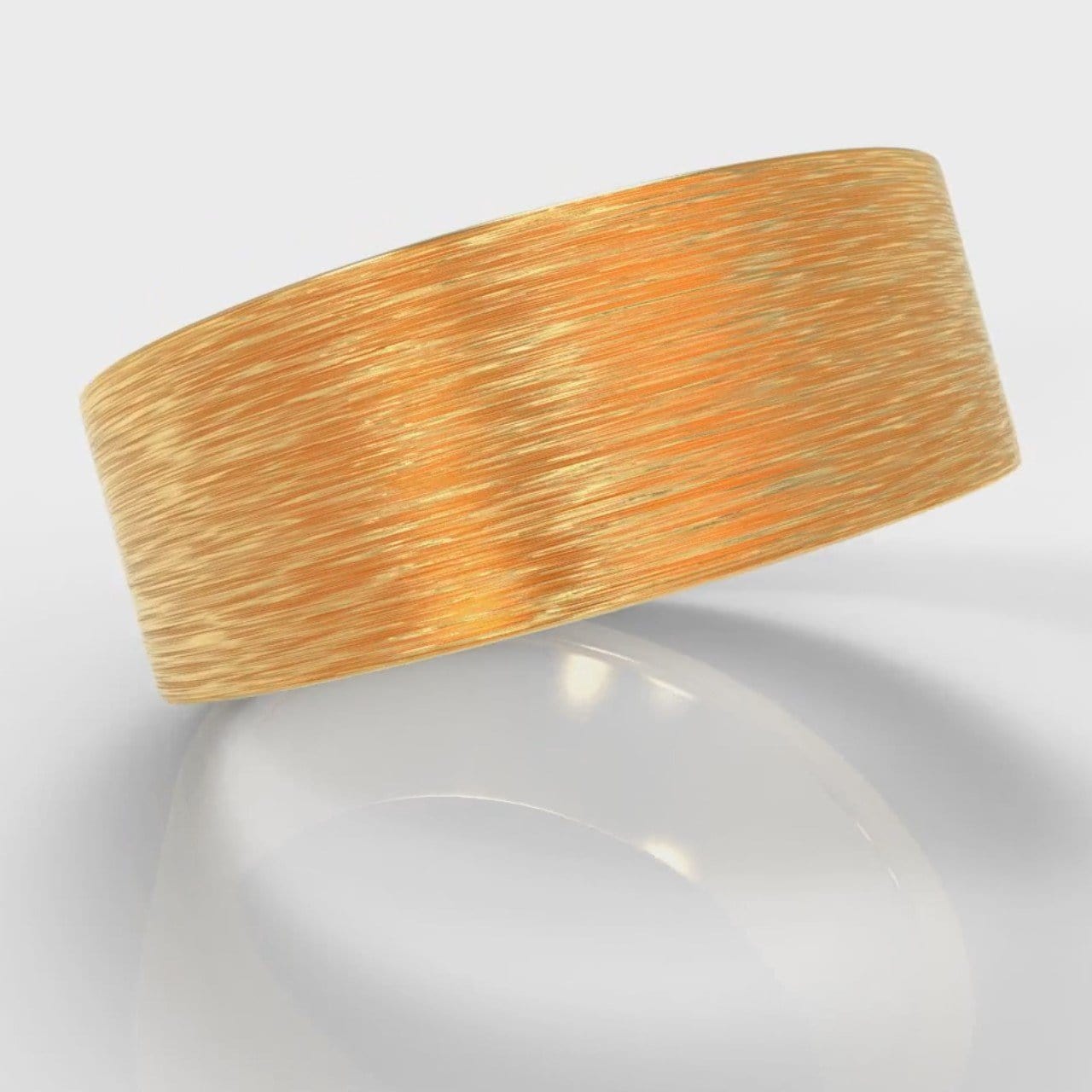 8mm Flat Top Comfort Fit Brushed Wedding Ring - Yellow Gold