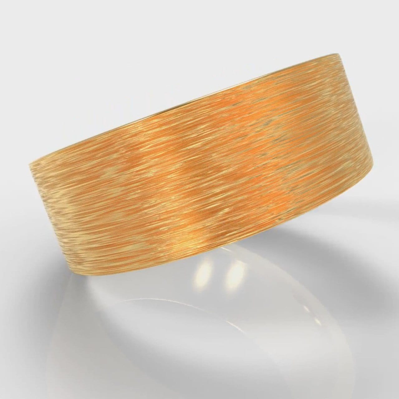 8mm Flat Top Comfort Fit Brushed Wedding Ring - Yellow Gold