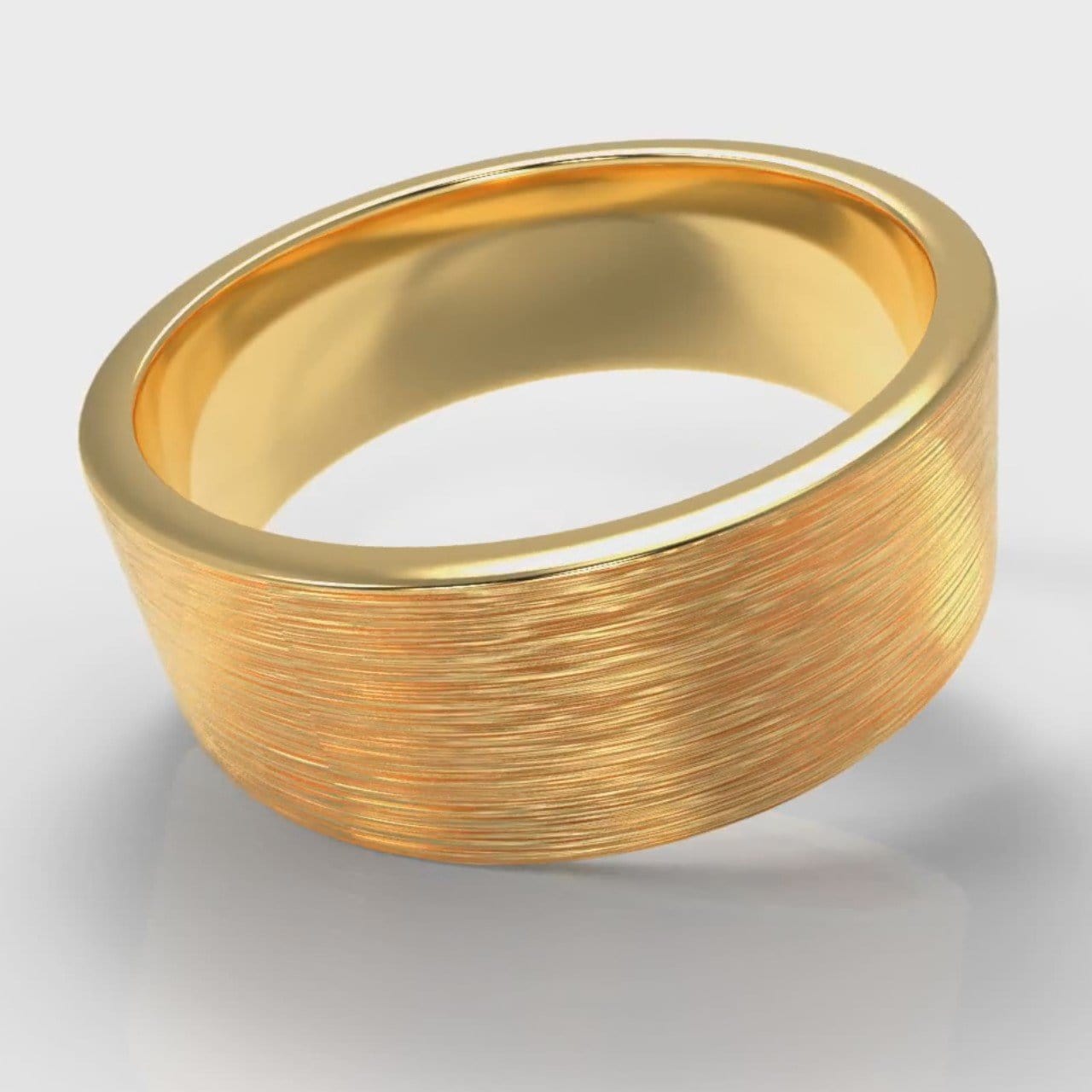 8mm Flat Top Comfort Fit Brushed Wedding Ring - Yellow Gold