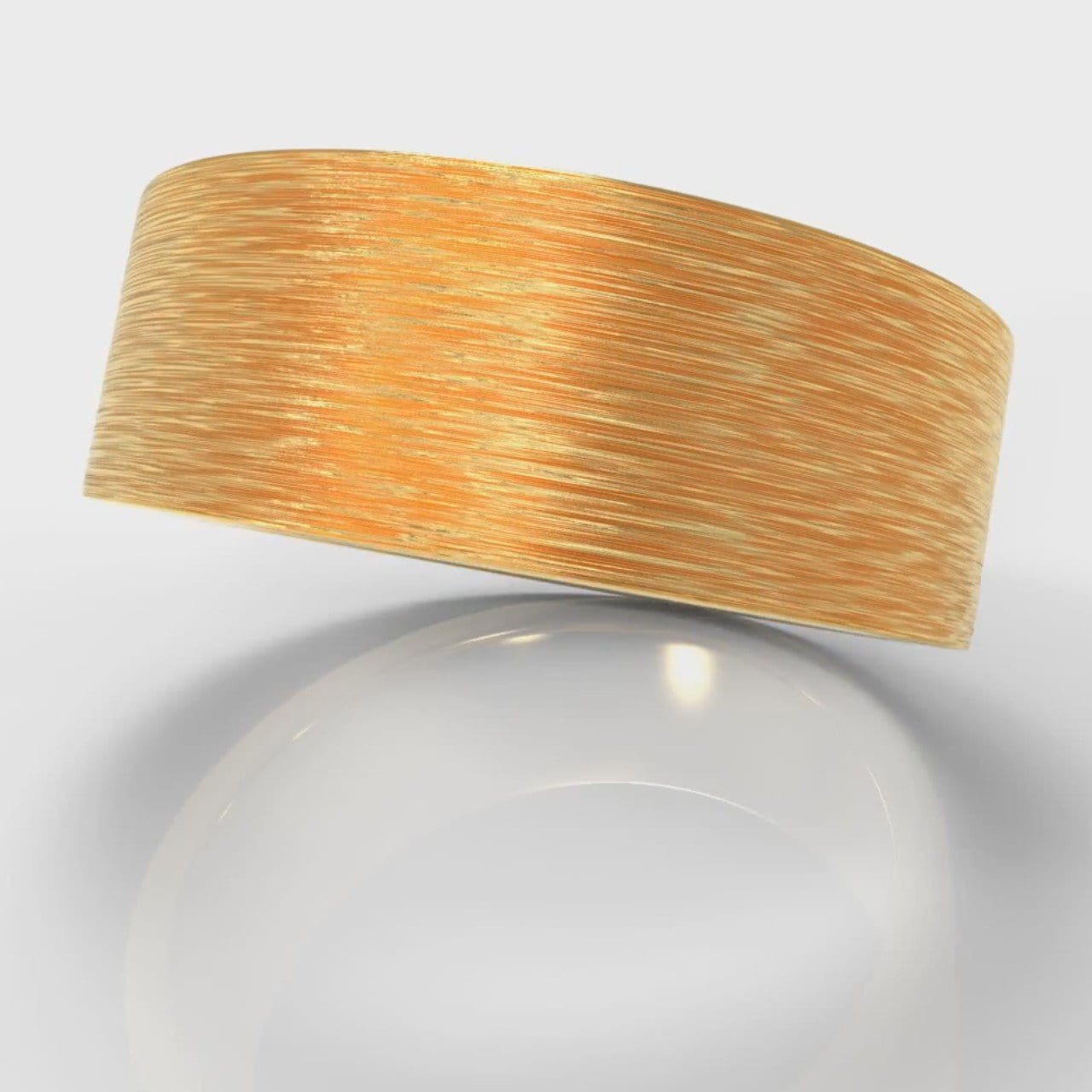 8mm Flat Top Comfort Fit Brushed Wedding Ring - Yellow Gold