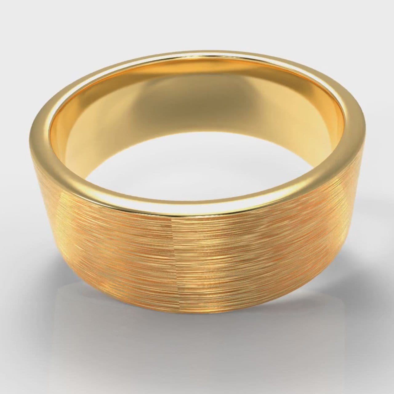 8mm Flat Top Comfort Fit Brushed Wedding Ring - Yellow Gold