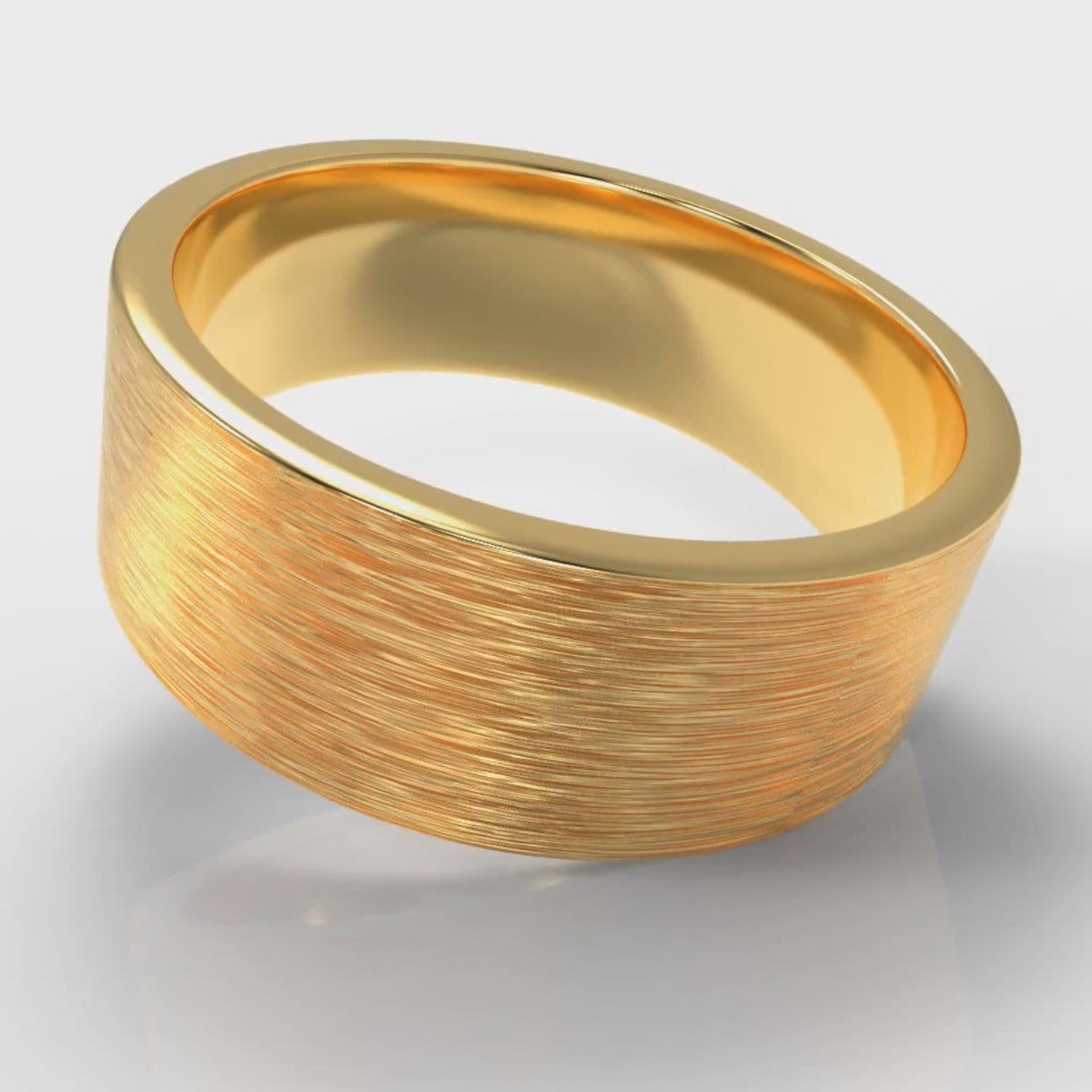 8mm Flat Top Comfort Fit Brushed Wedding Ring - Yellow Gold