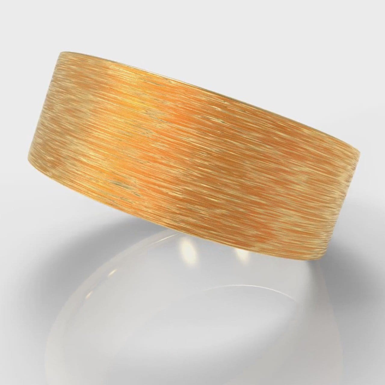 8mm Flat Top Comfort Fit Brushed Wedding Ring - Yellow Gold