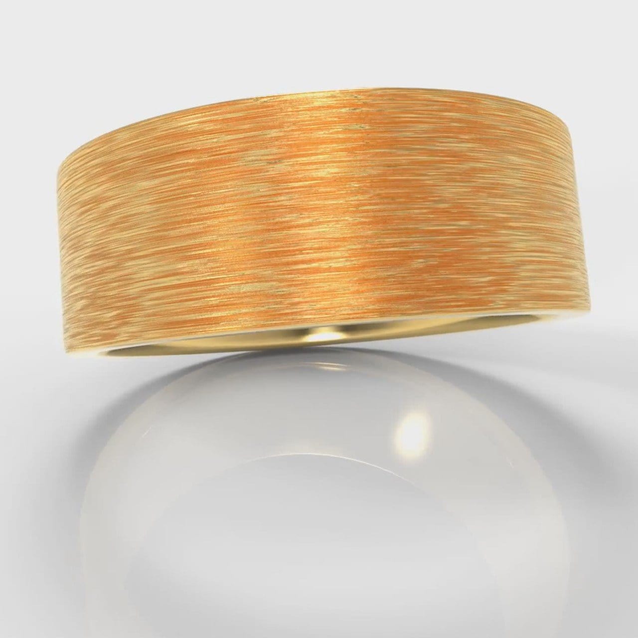 8mm Flat Top Comfort Fit Brushed Wedding Ring - Yellow Gold