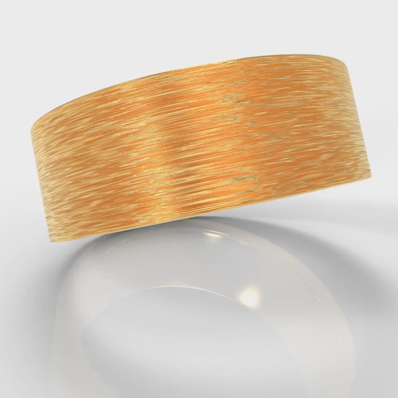 8mm Flat Top Comfort Fit Brushed Wedding Ring - Yellow Gold