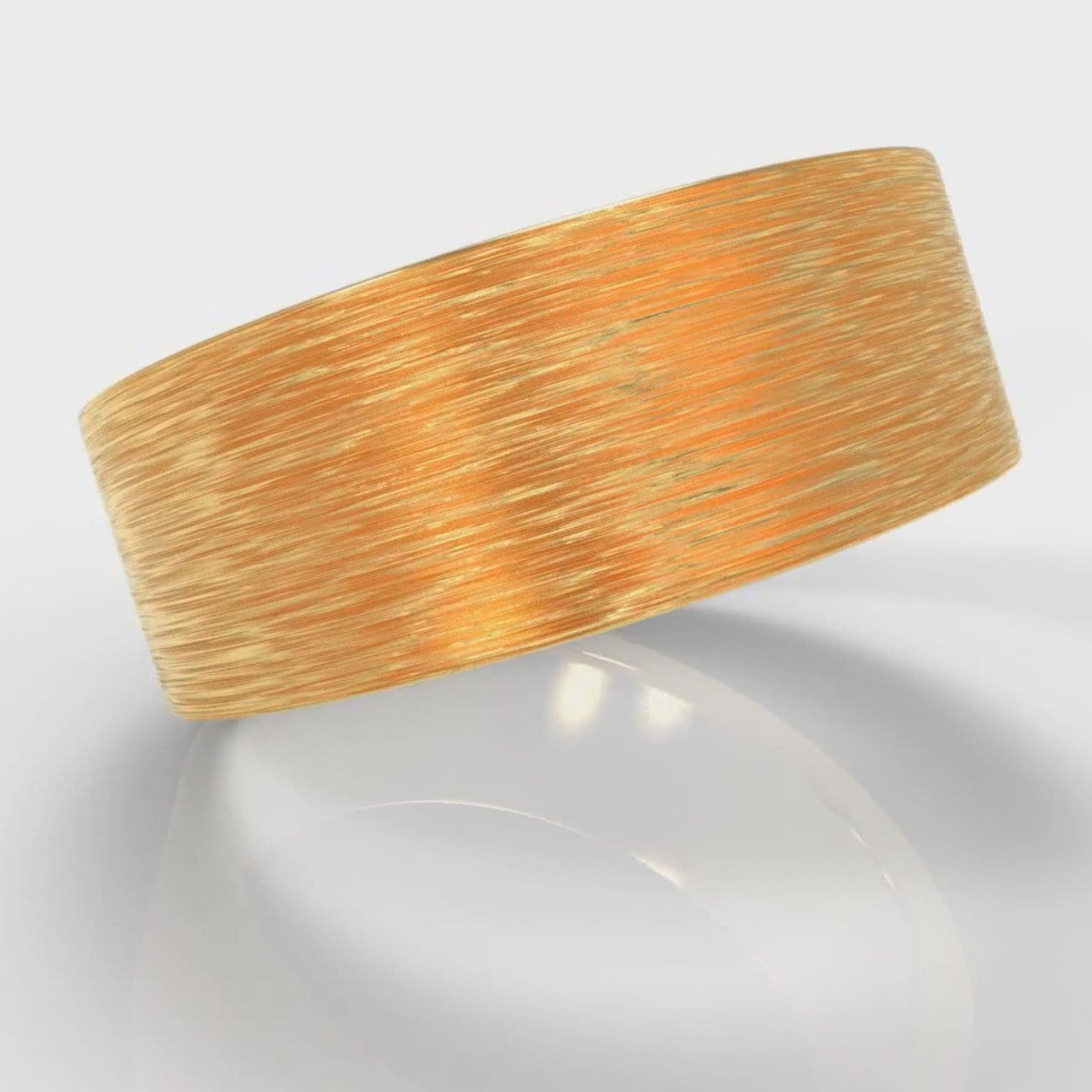 8mm Flat Top Comfort Fit Brushed Wedding Ring - Yellow Gold