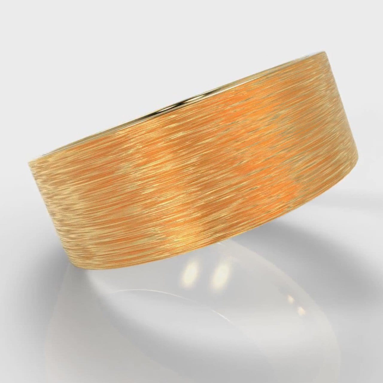 8mm Flat Top Comfort Fit Brushed Wedding Ring - Yellow Gold