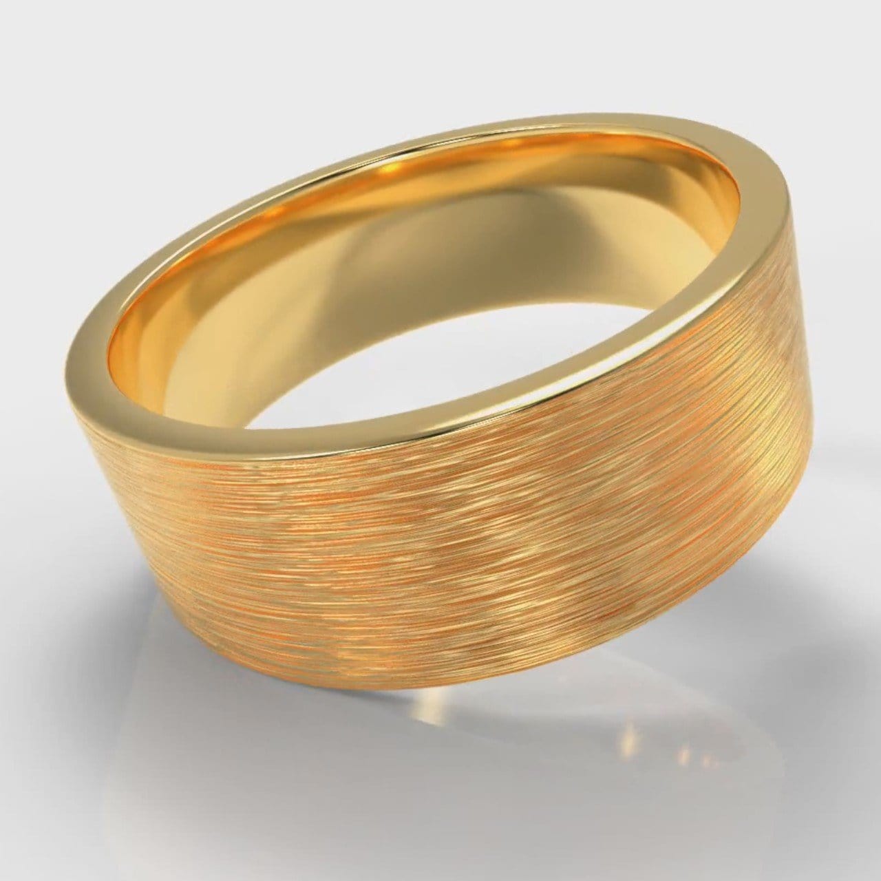 8mm Flat Top Comfort Fit Brushed Wedding Ring - Yellow Gold